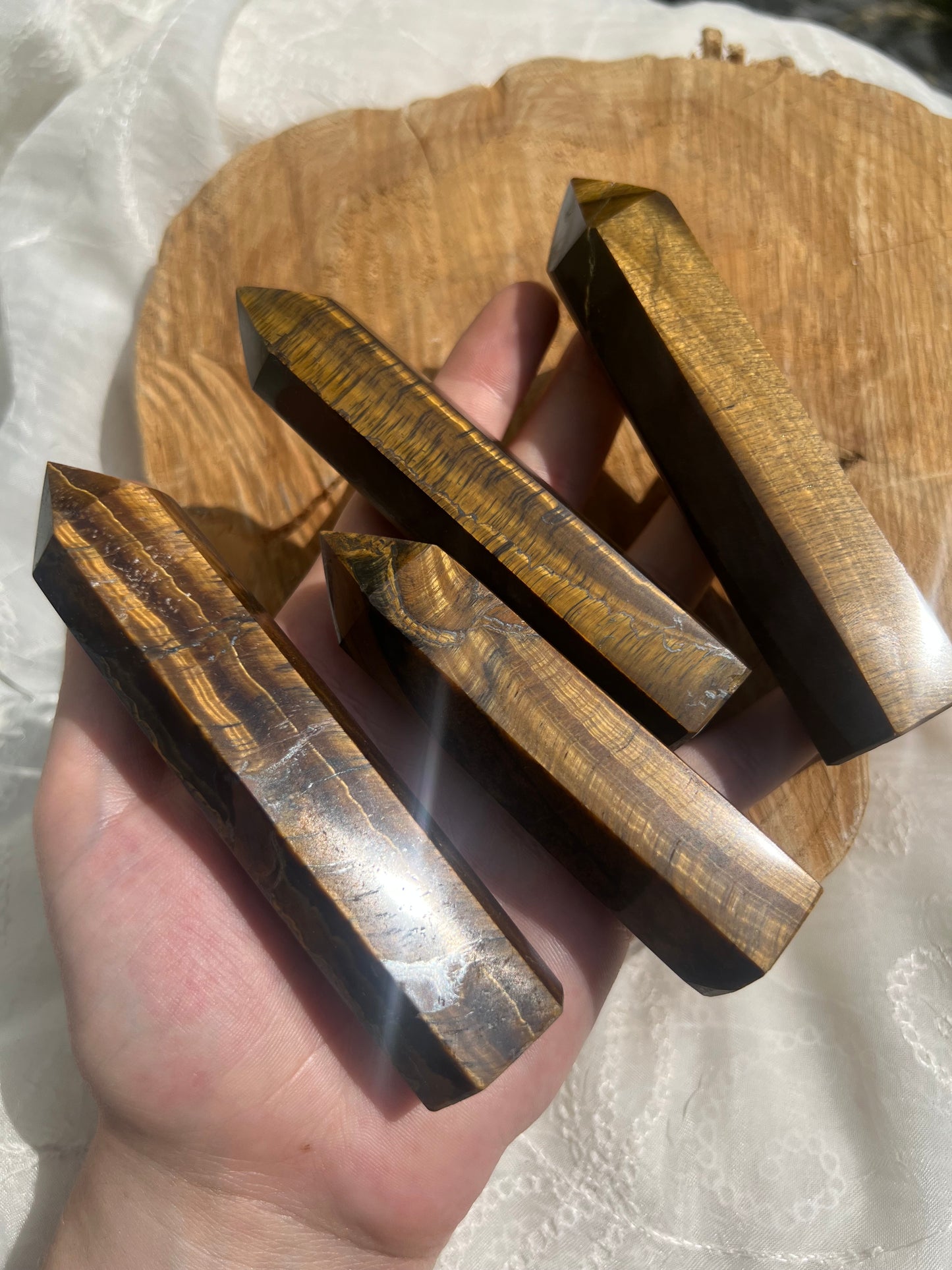 medium sized golden tigers eye towers