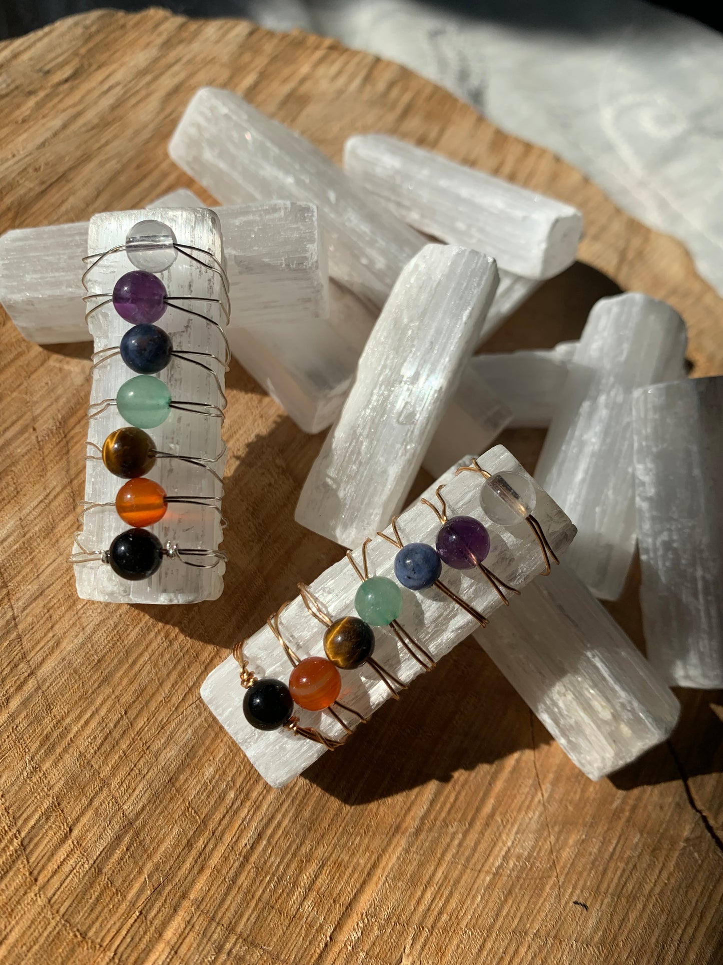handmade chakra cleansing satin spar selenite stick wand