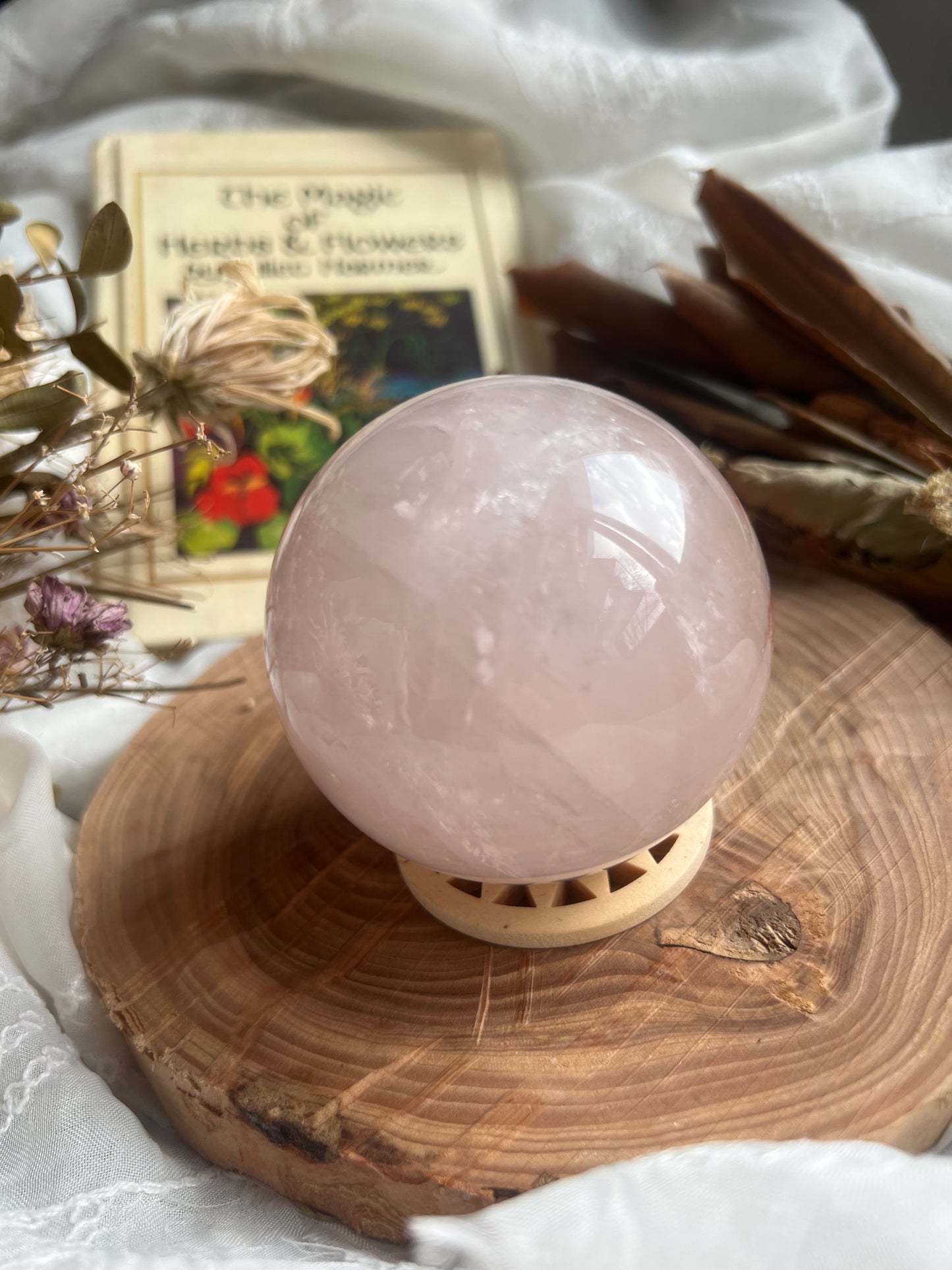 large Fire Quartz sphere with stand