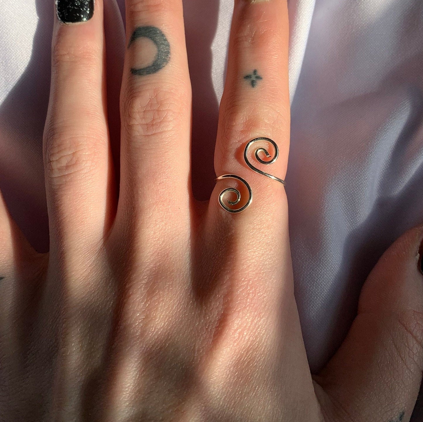 Silver Squiggly and Swirly Set adjustable rings