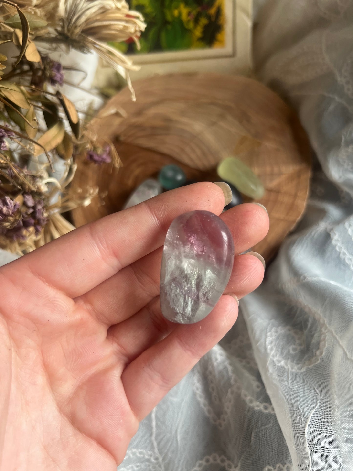 Green Flourite tumble stone