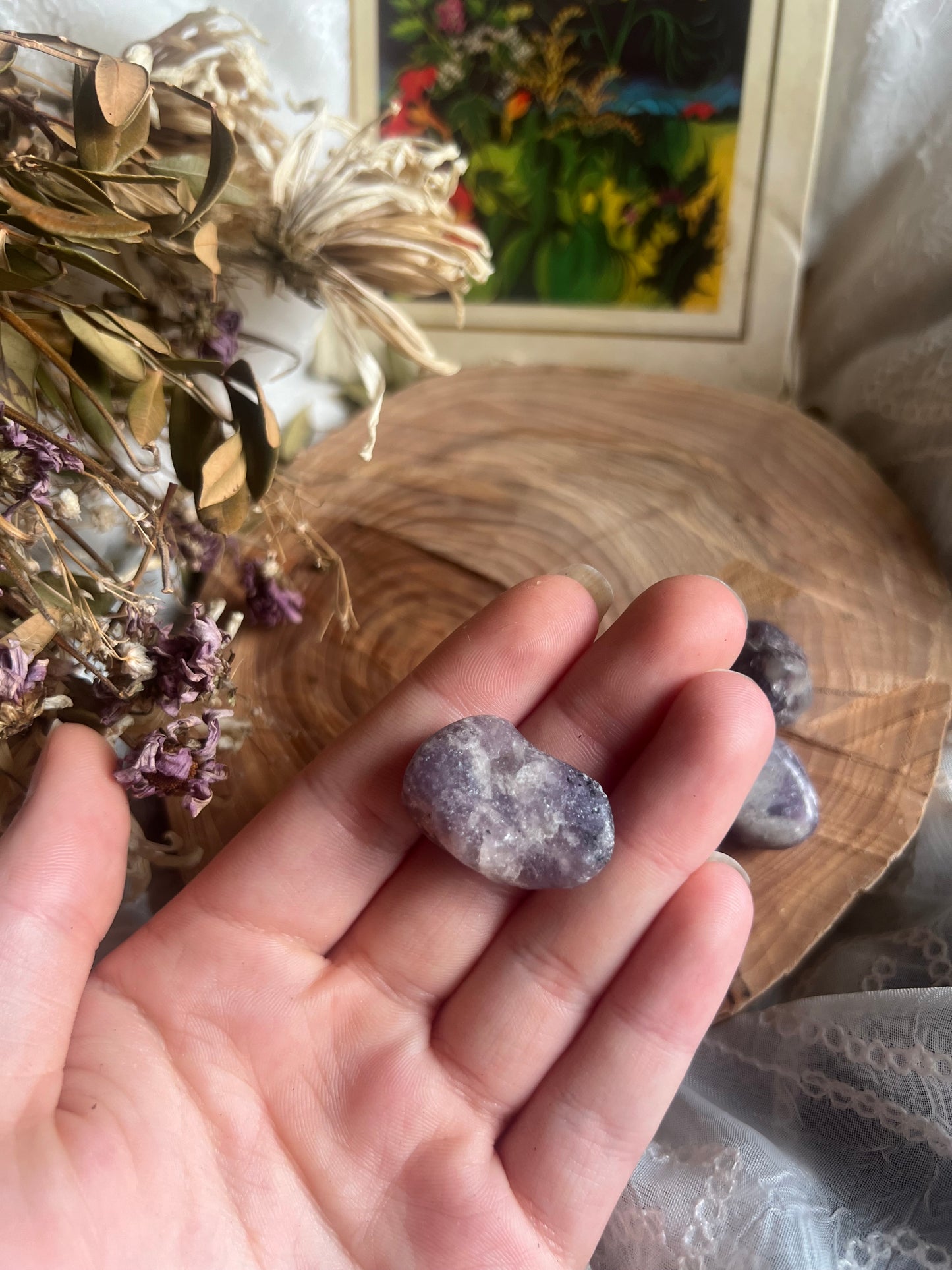 Lepidolite tumble stone