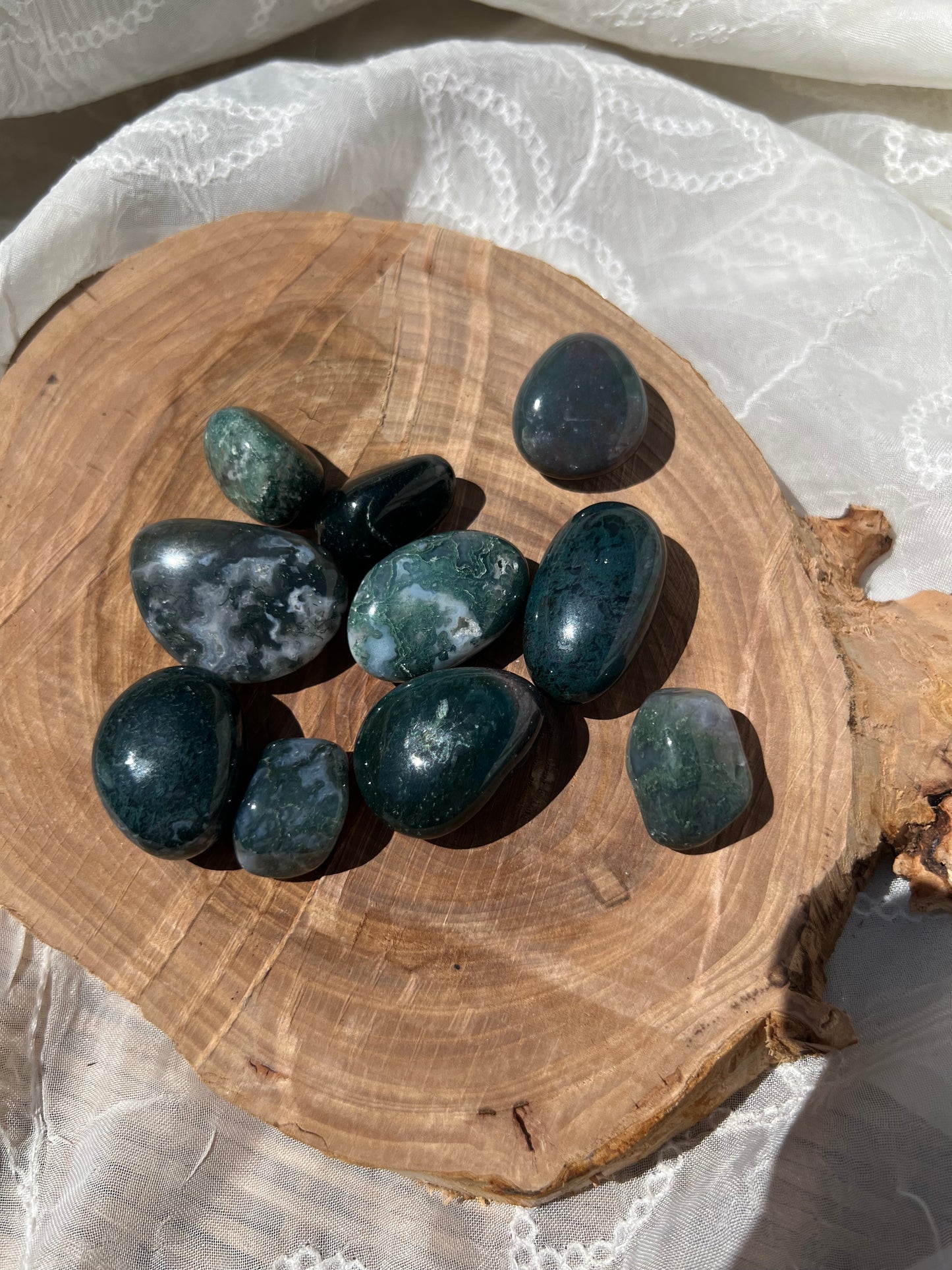 Moss Agate tumble stone