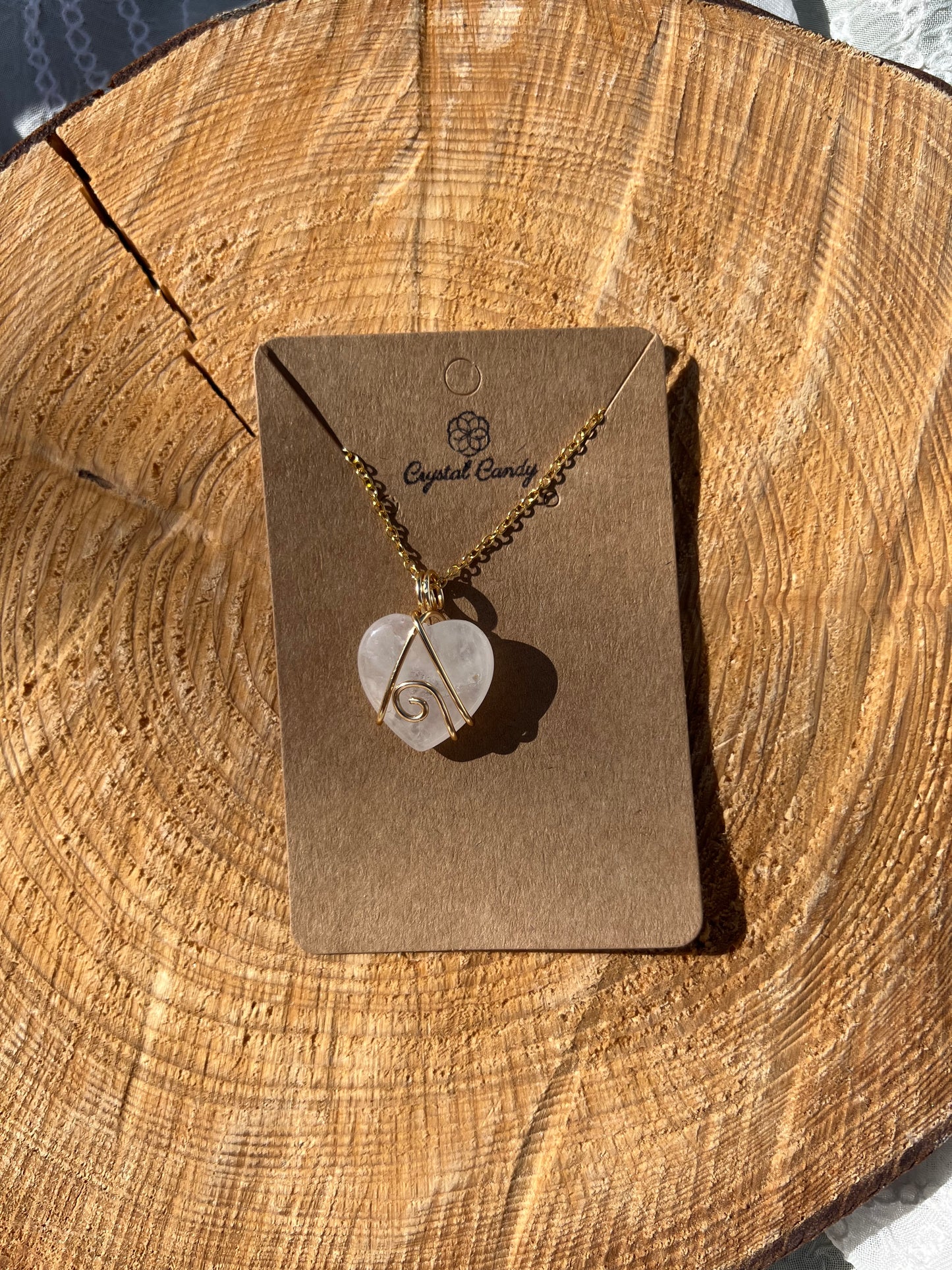 Mini Clear Quartz Heart Pendants