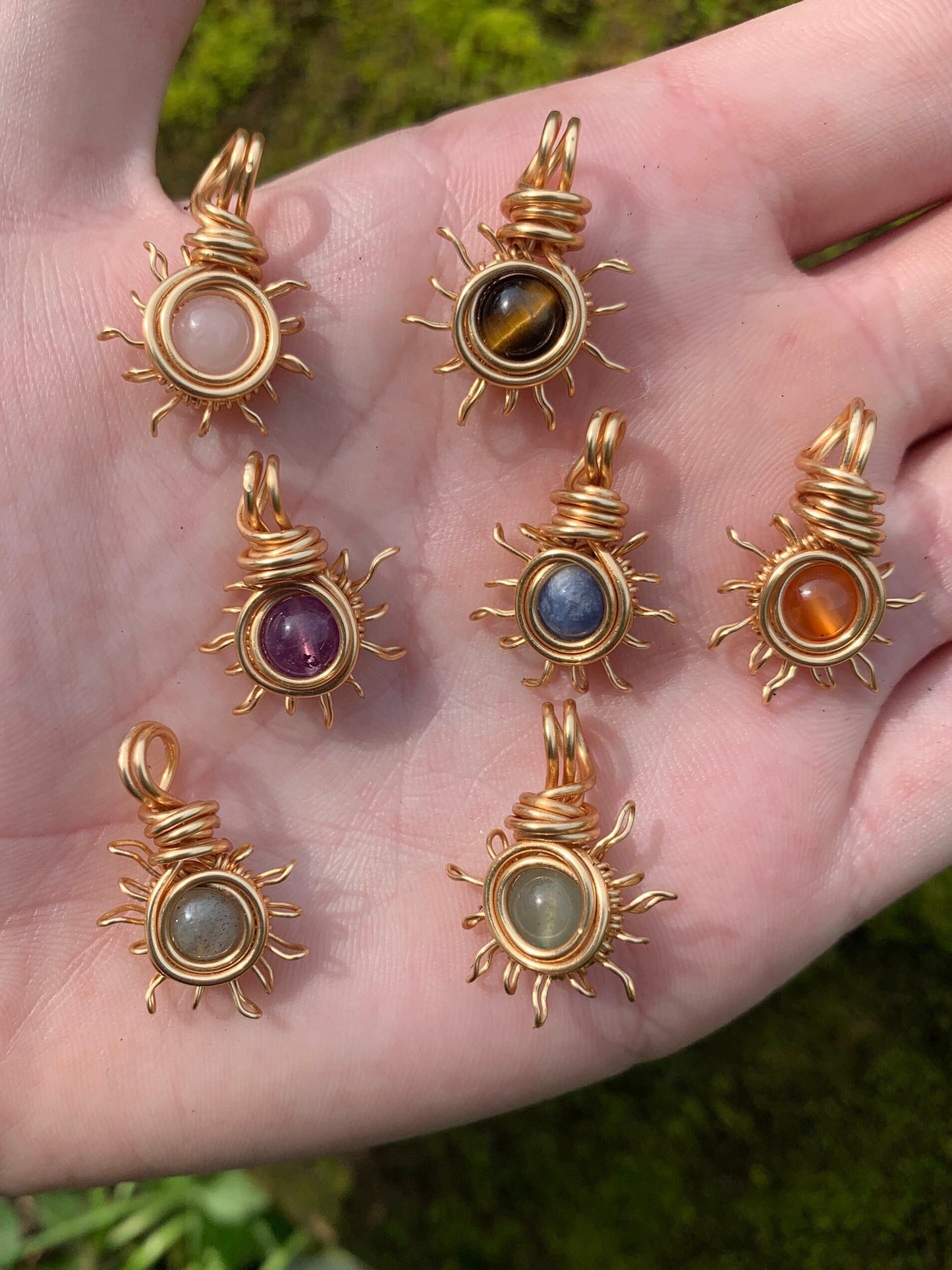 Gold Mini Crystal bead Sunshine necklace pendants