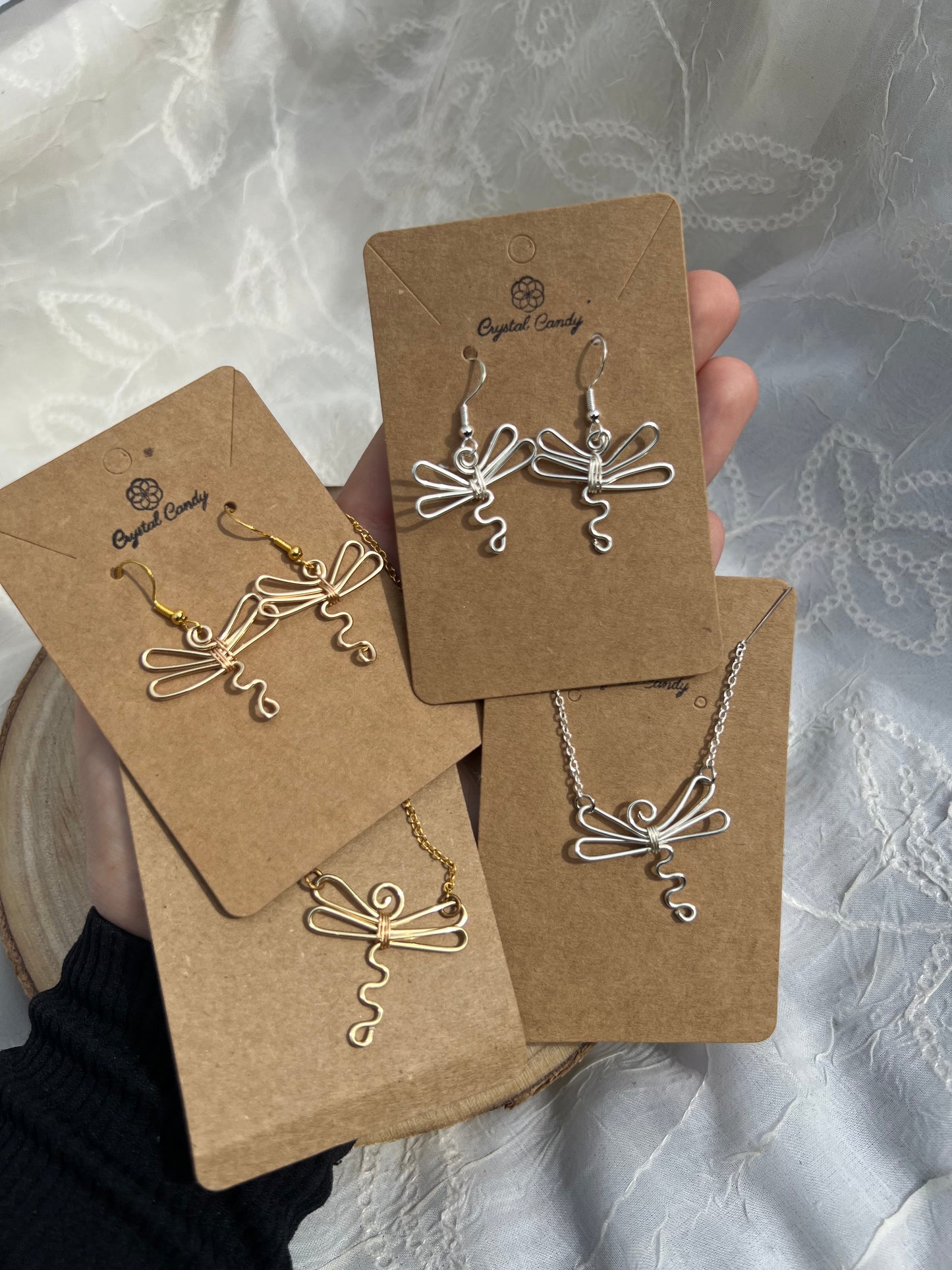 Swirly Dragonfly Earrings and Necklace Set