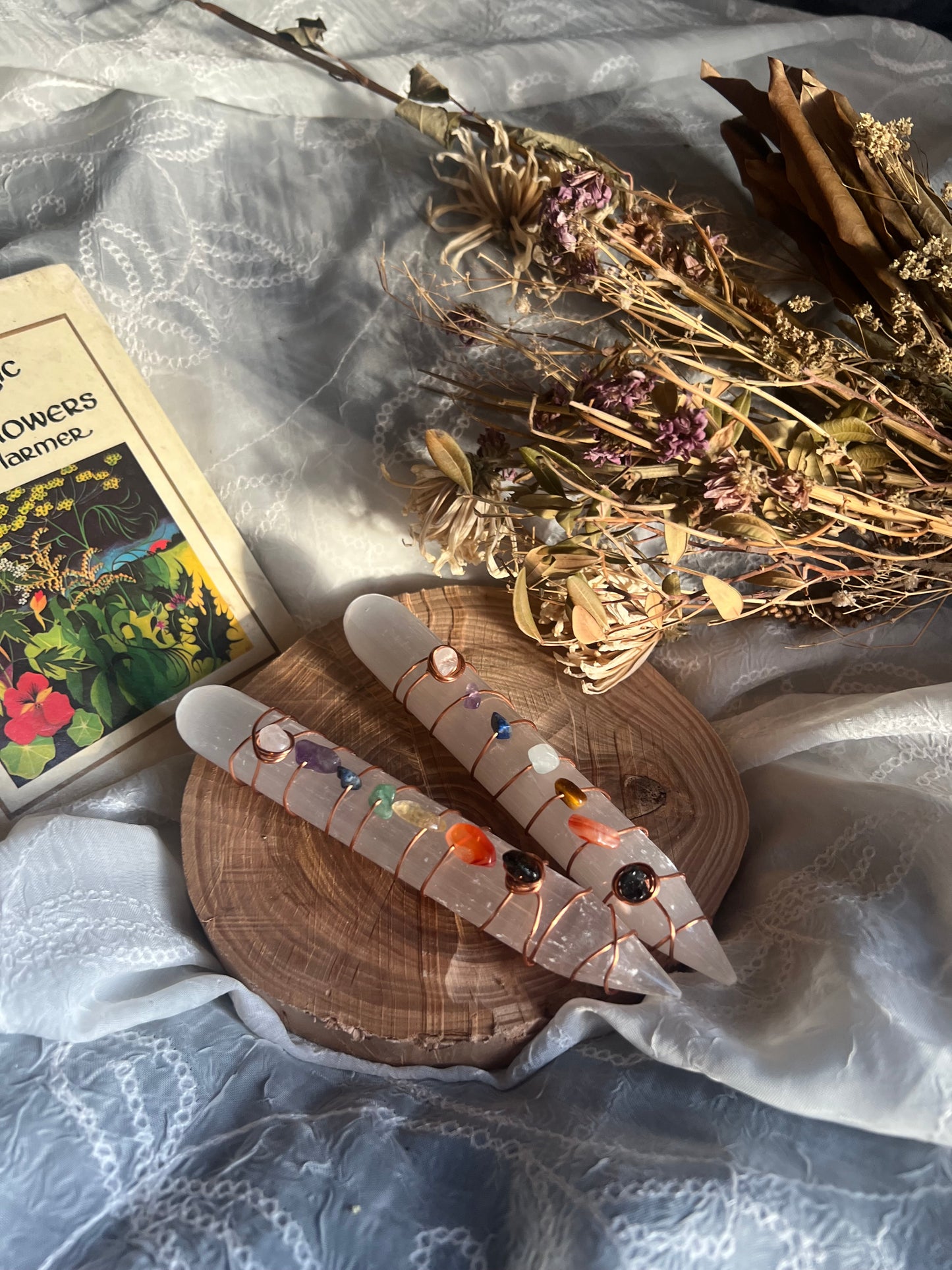 large chakra cleansing satin spar selenite stick wand