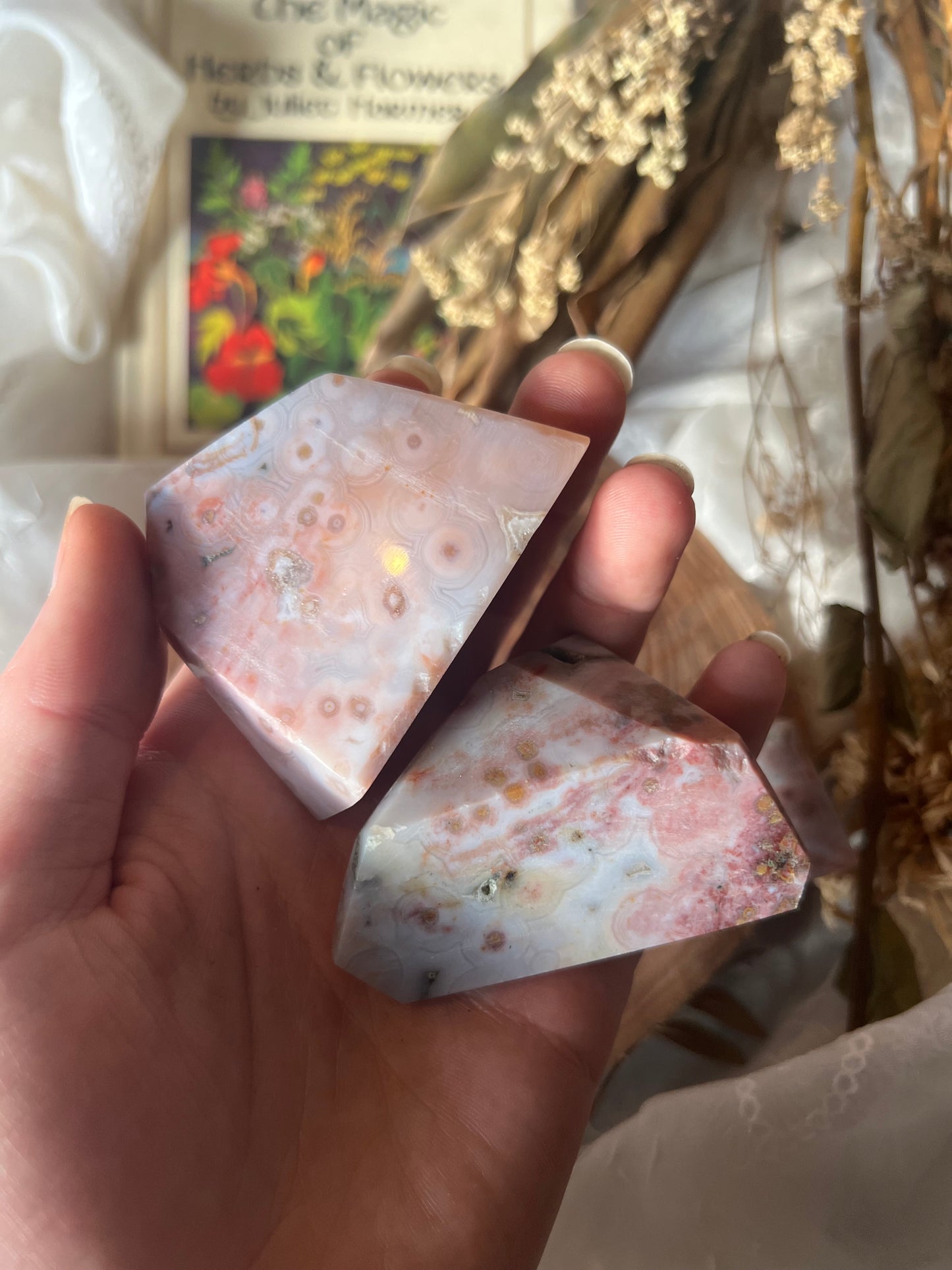 pink ocean jasper polished chunks