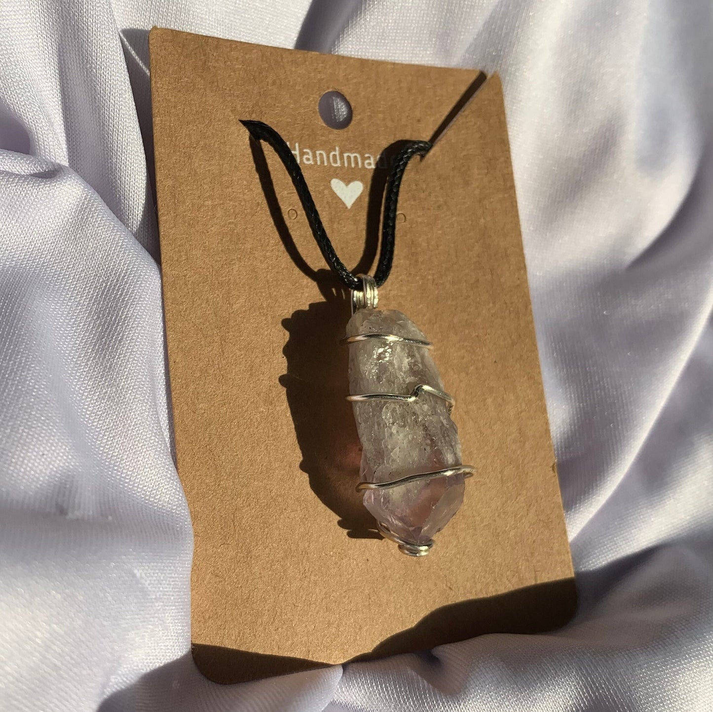 wire wrapped natural raw amethyst point necklace pendant