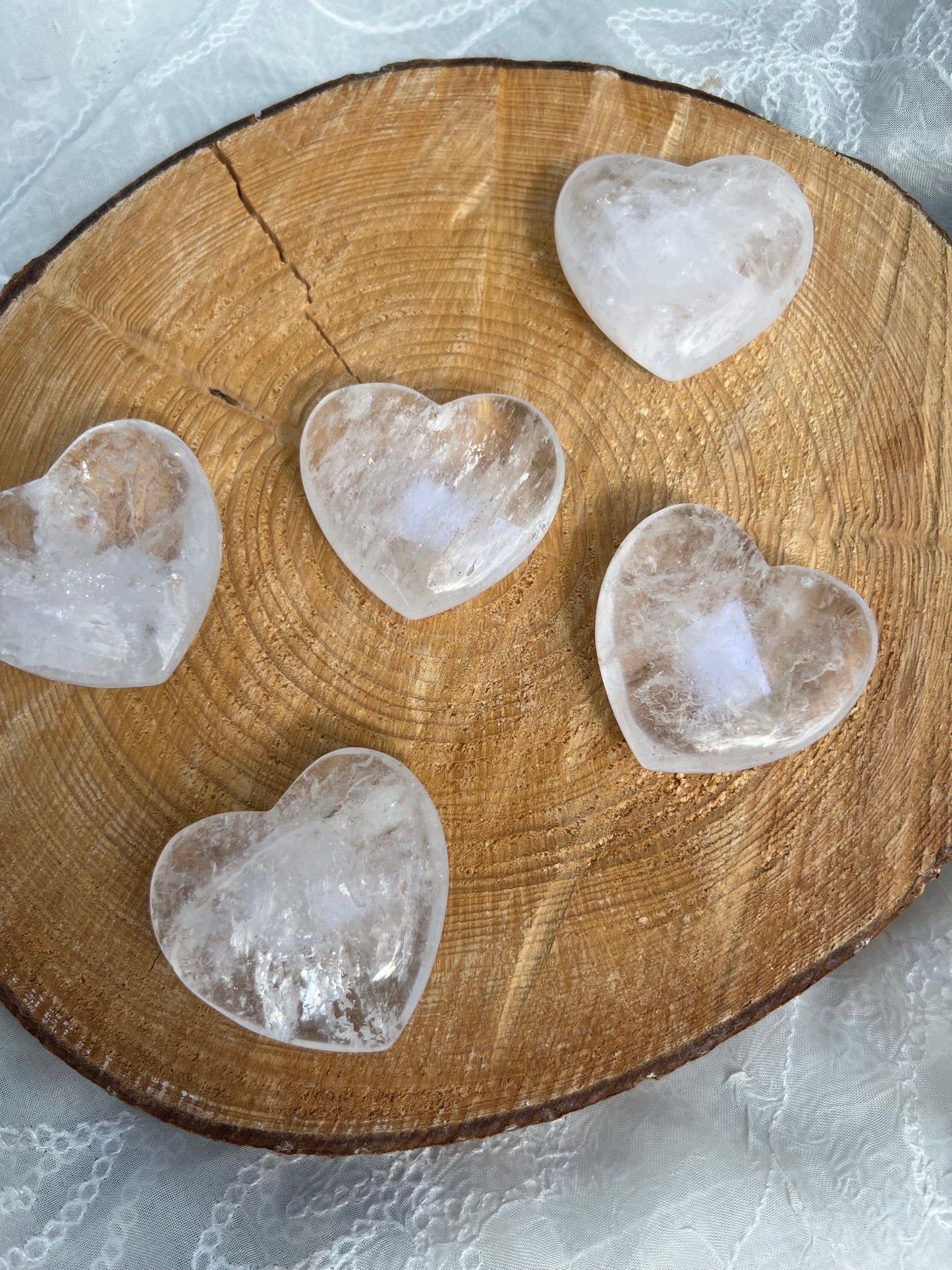 clear quartz heart shaped palm stone/pebbles