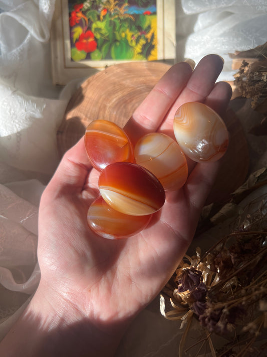 Mini Carnelian  Palm stones/ Pebbles