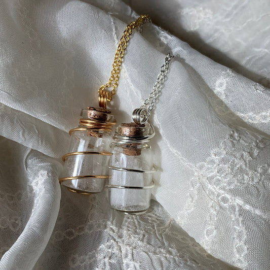 mini Selenite Chips wish bottle necklace