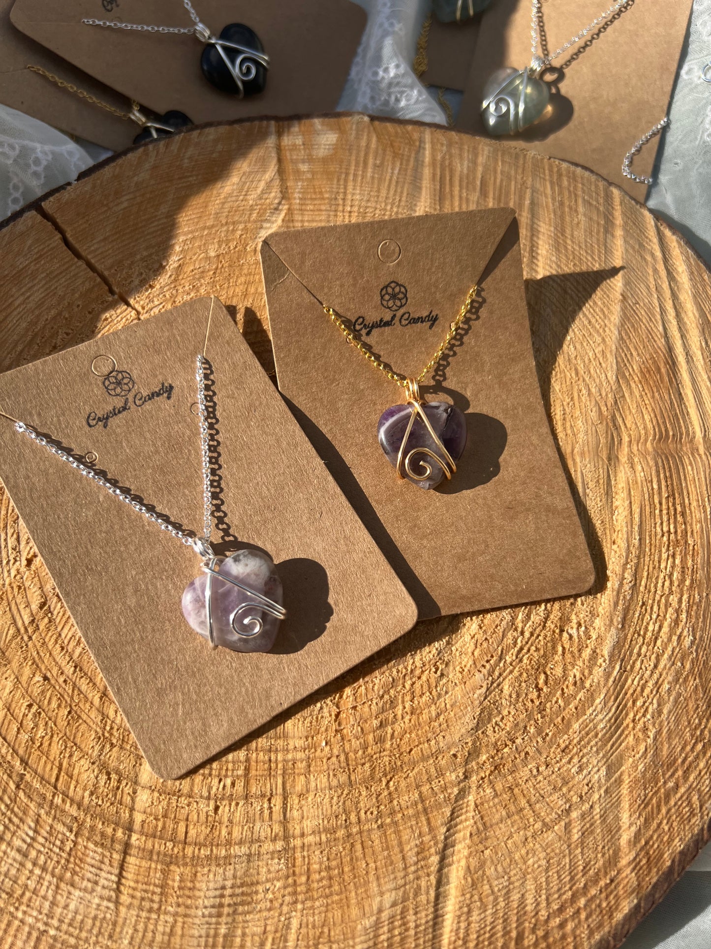 amethyst love heart pendants