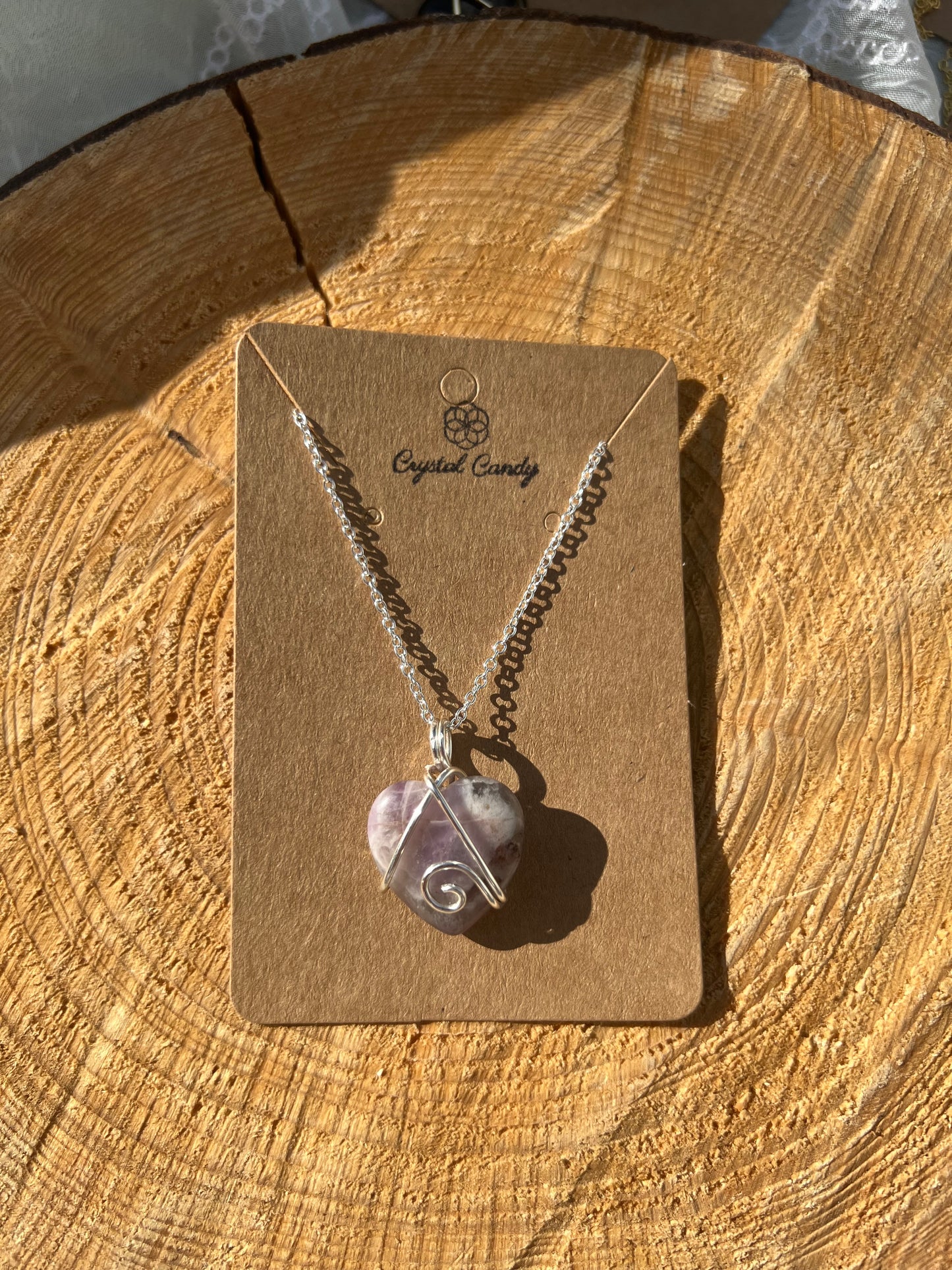 amethyst love heart pendants