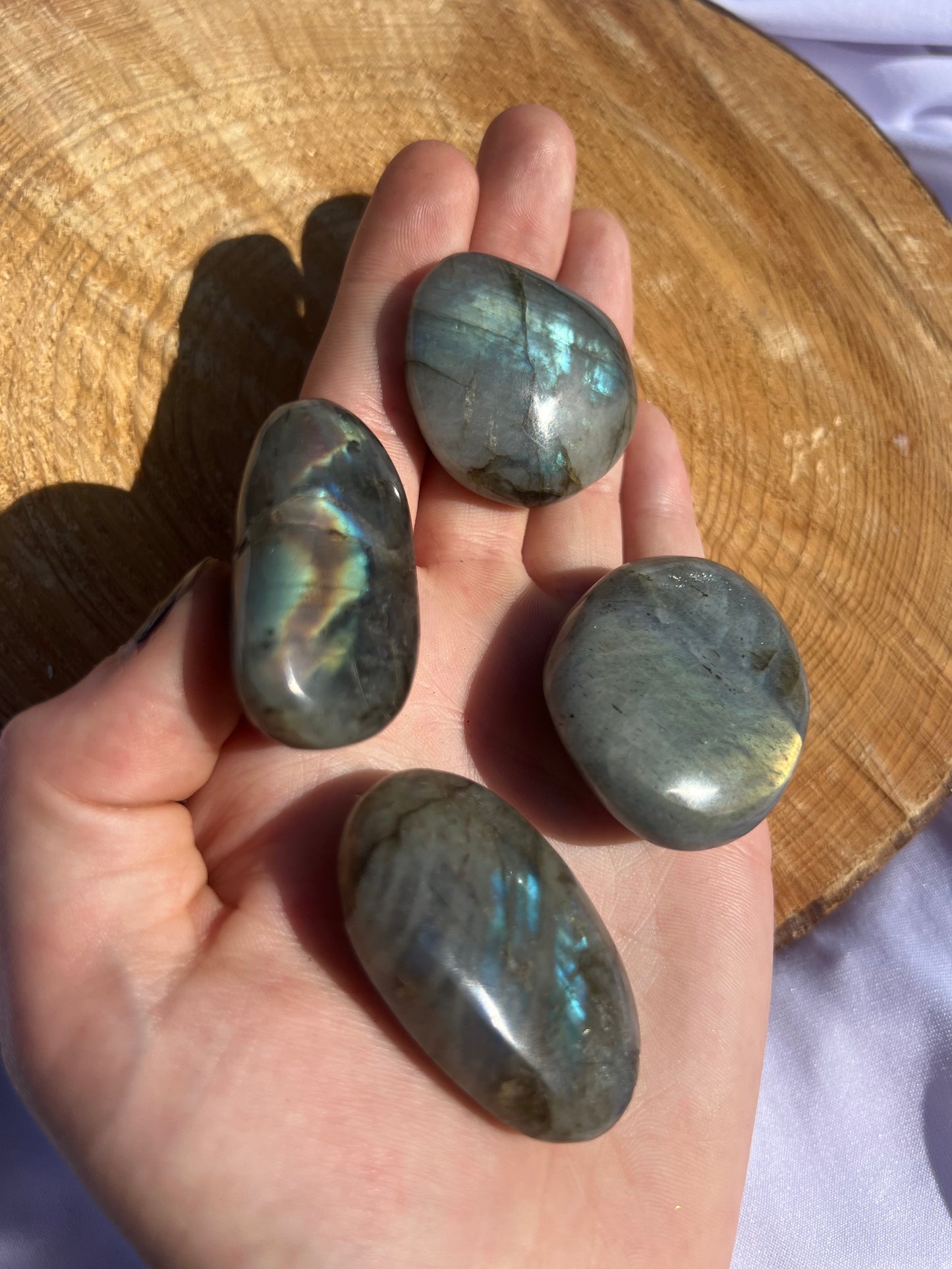 small flashy labradorite pebbles/ palm stones
