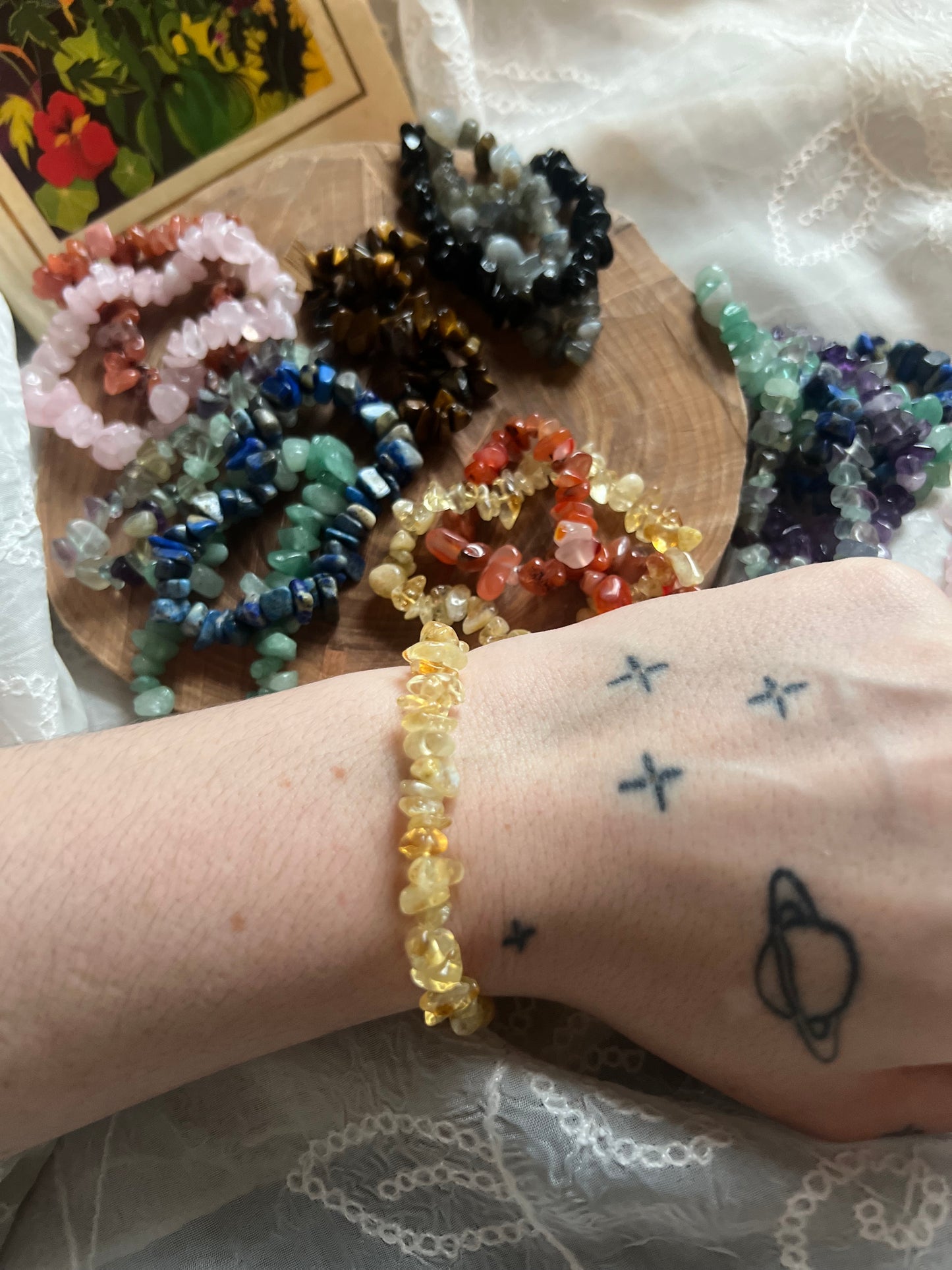 Crystal Chip elasticated bracelet