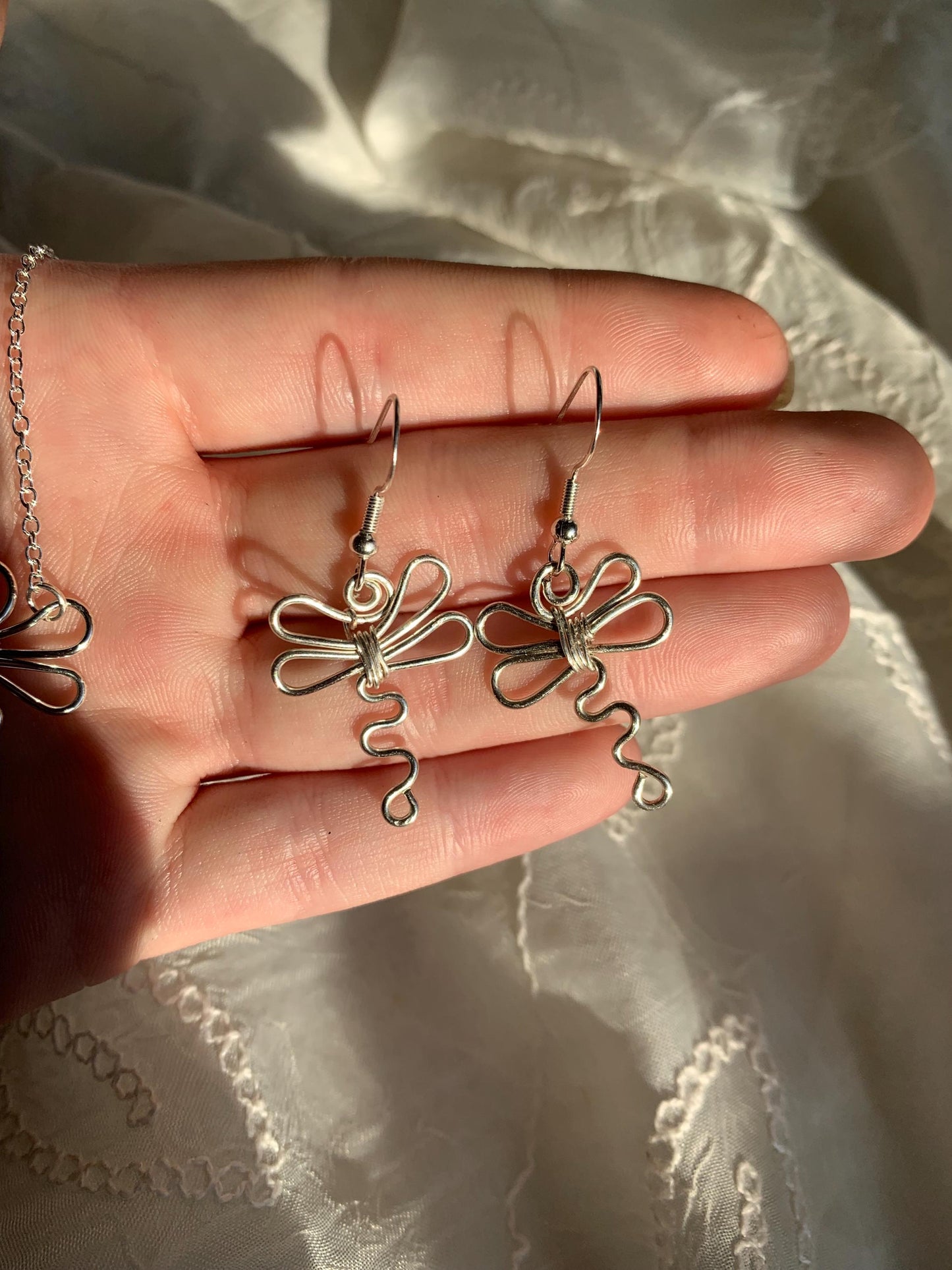 Swirly Dragonfly Earrings and Necklace Set