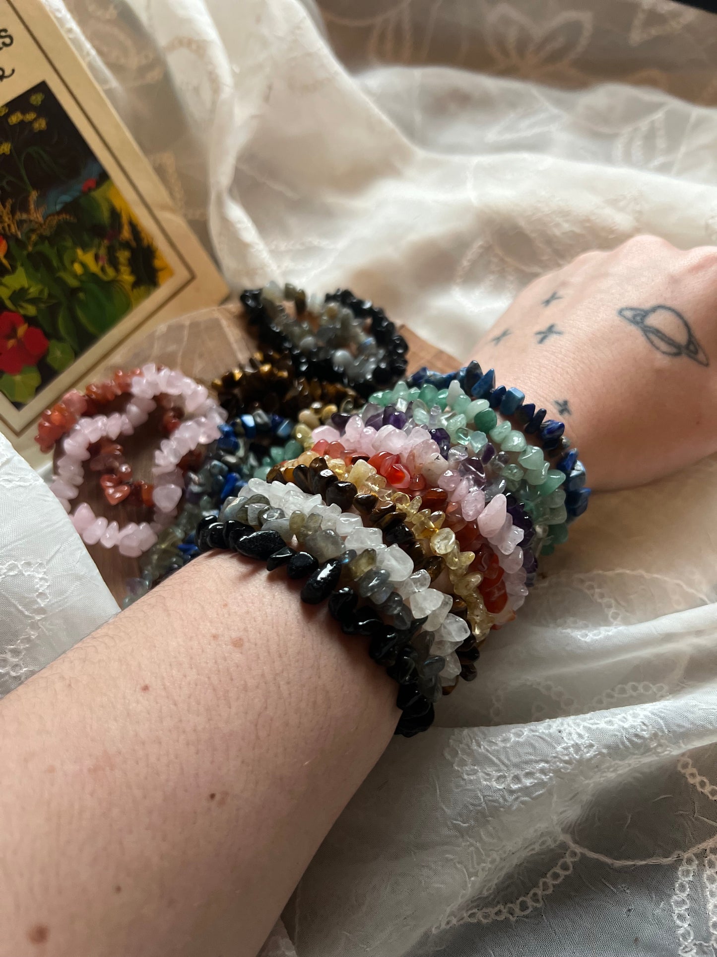 Crystal Chip elasticated bracelet