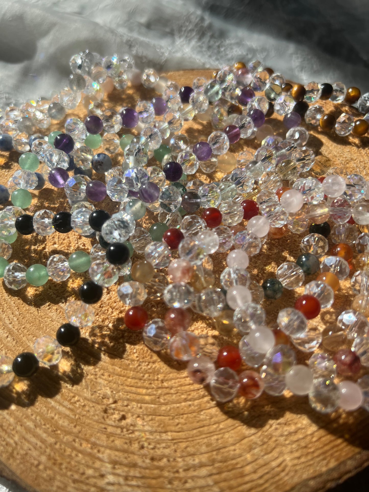 Classic Crystal and glass elasticated bracelet