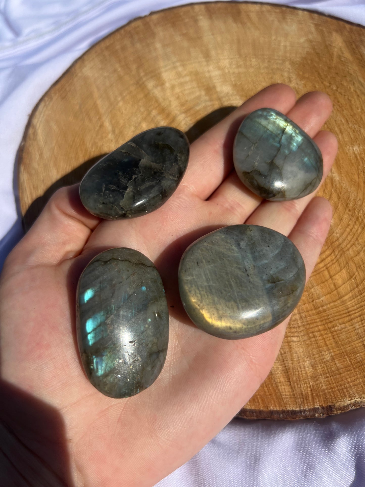 small flashy labradorite pebbles/ palm stones