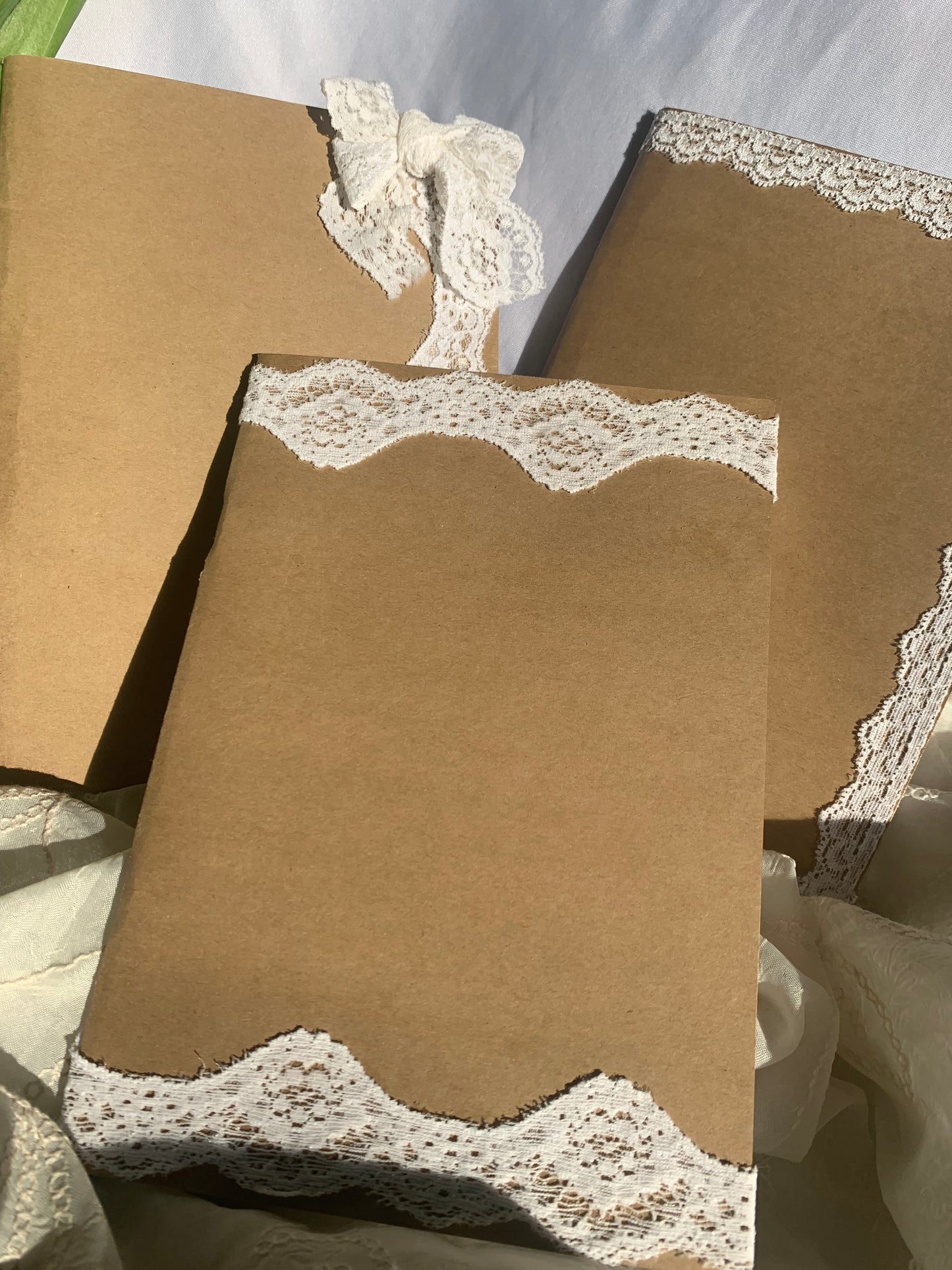 Brown and White Flower lace journals