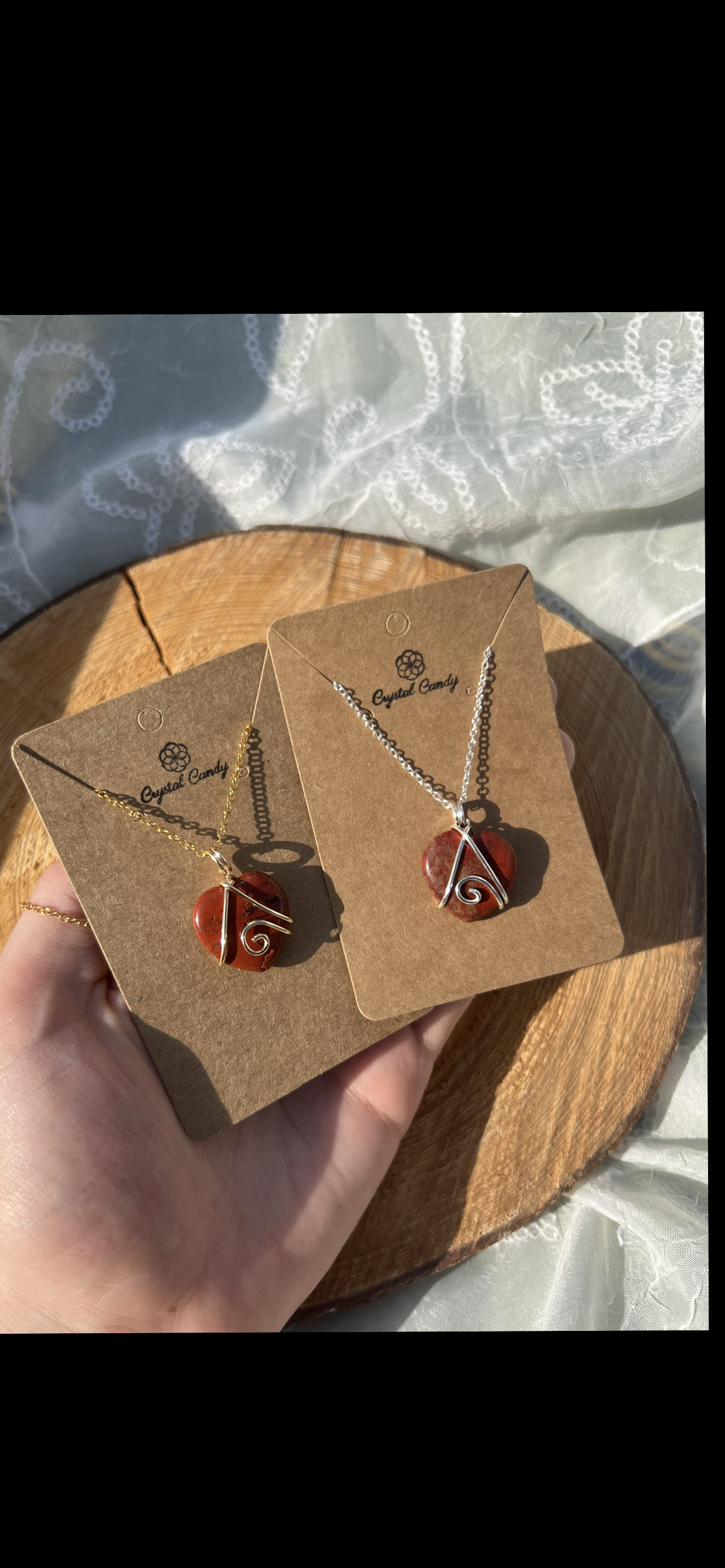 red jasper love heart pendants