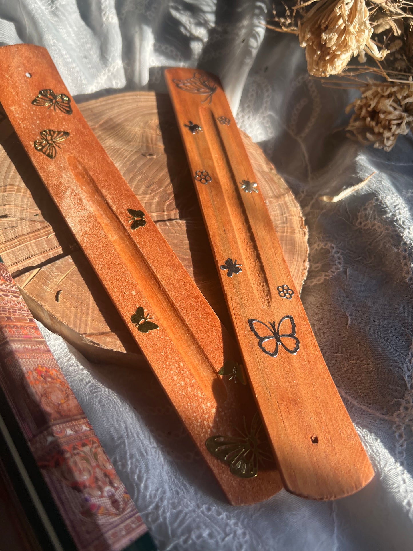 Butterfly Detail Incense wooden Holder