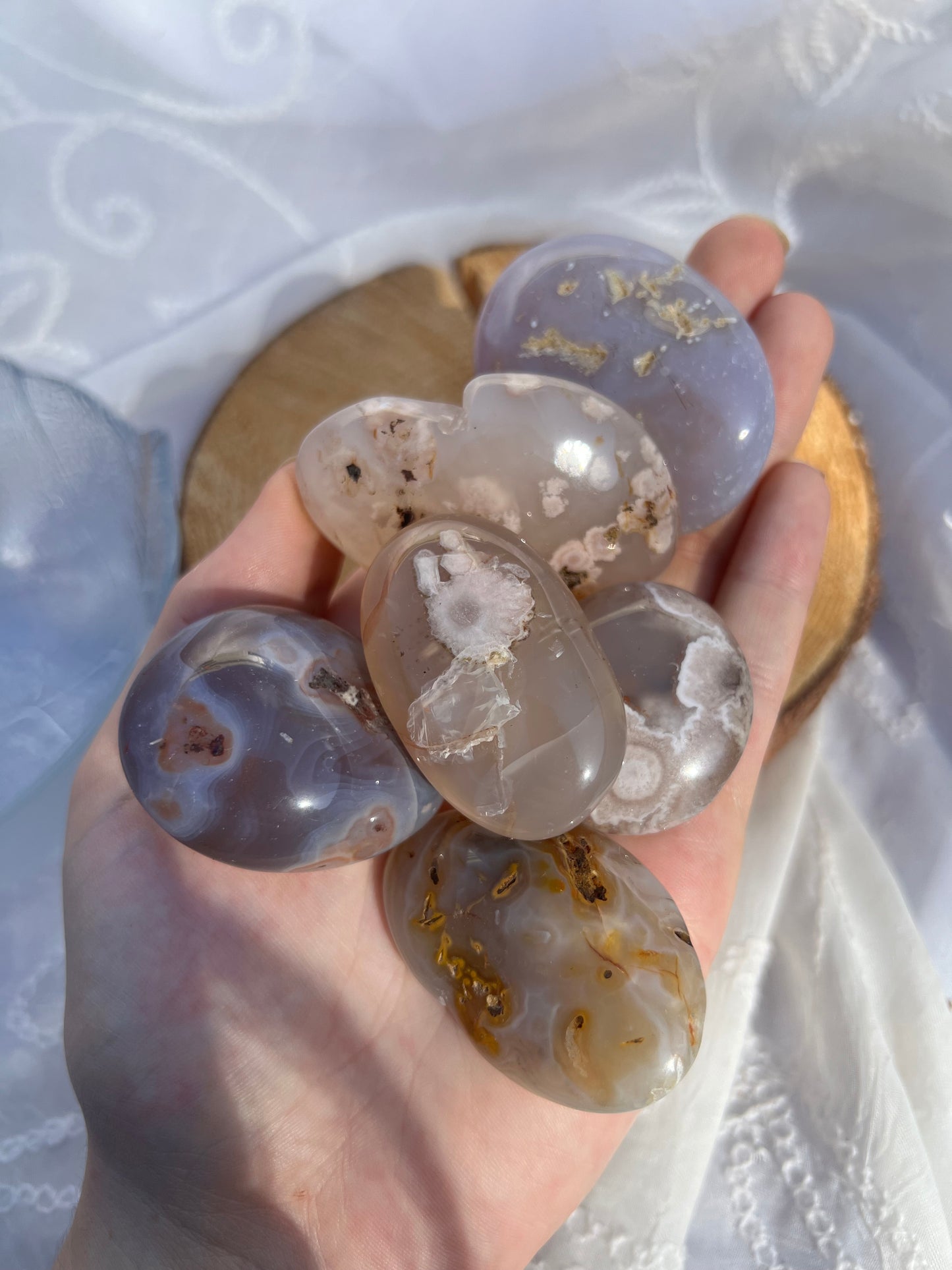 flower agate palm stone/pebbles
