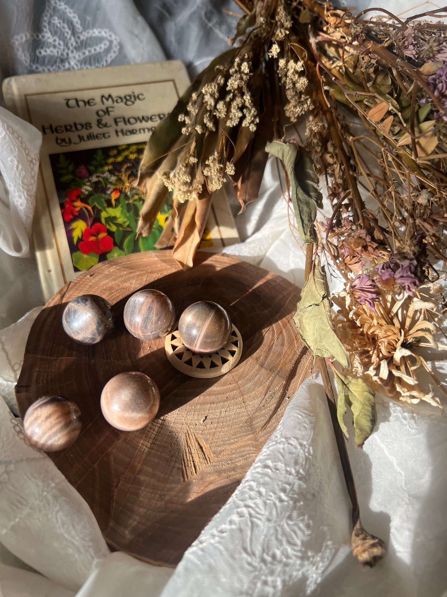 Mini Black Moonstone Spheres