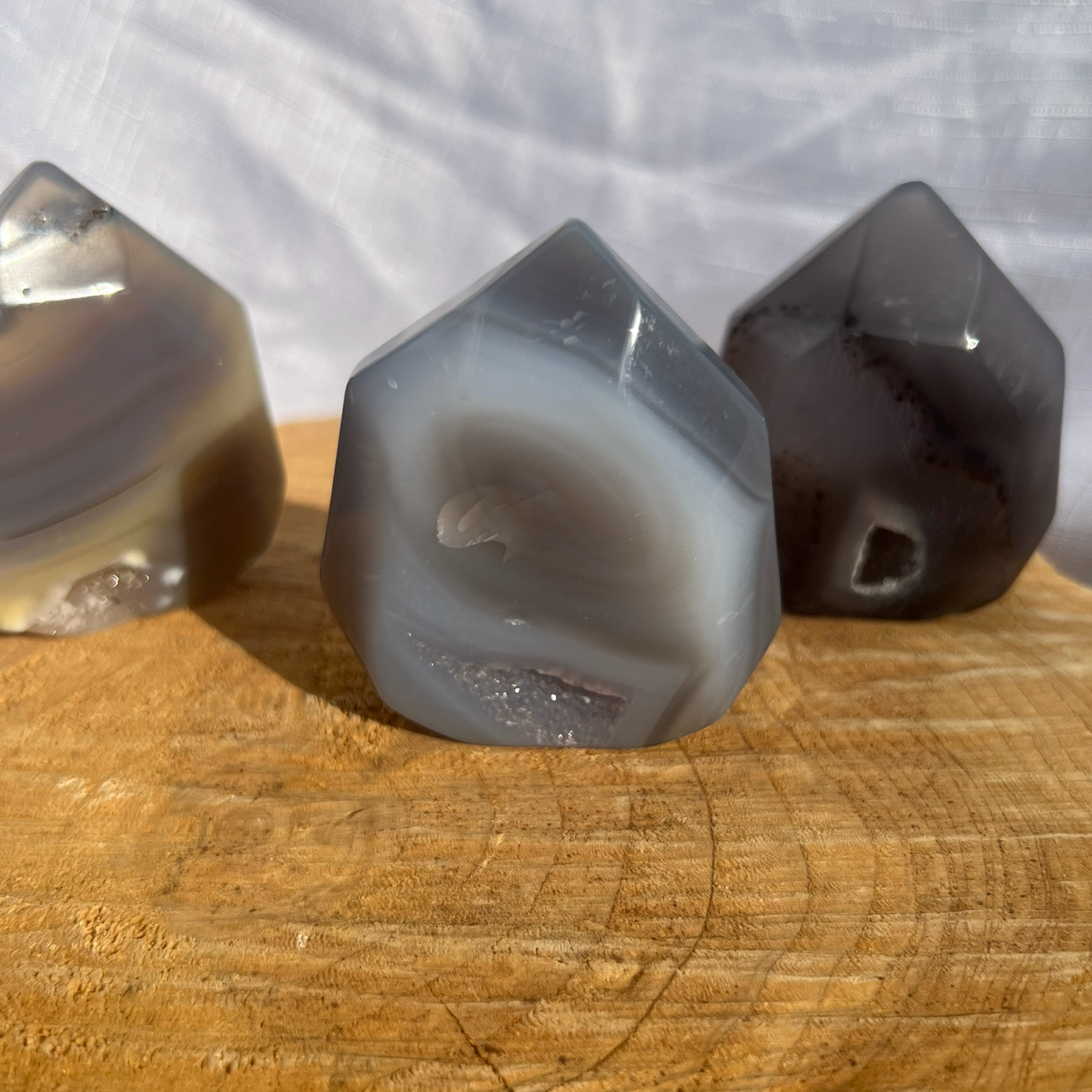 large grey agate flat towers