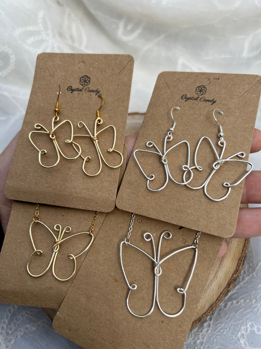 Butterfly Earrings and Necklace Set