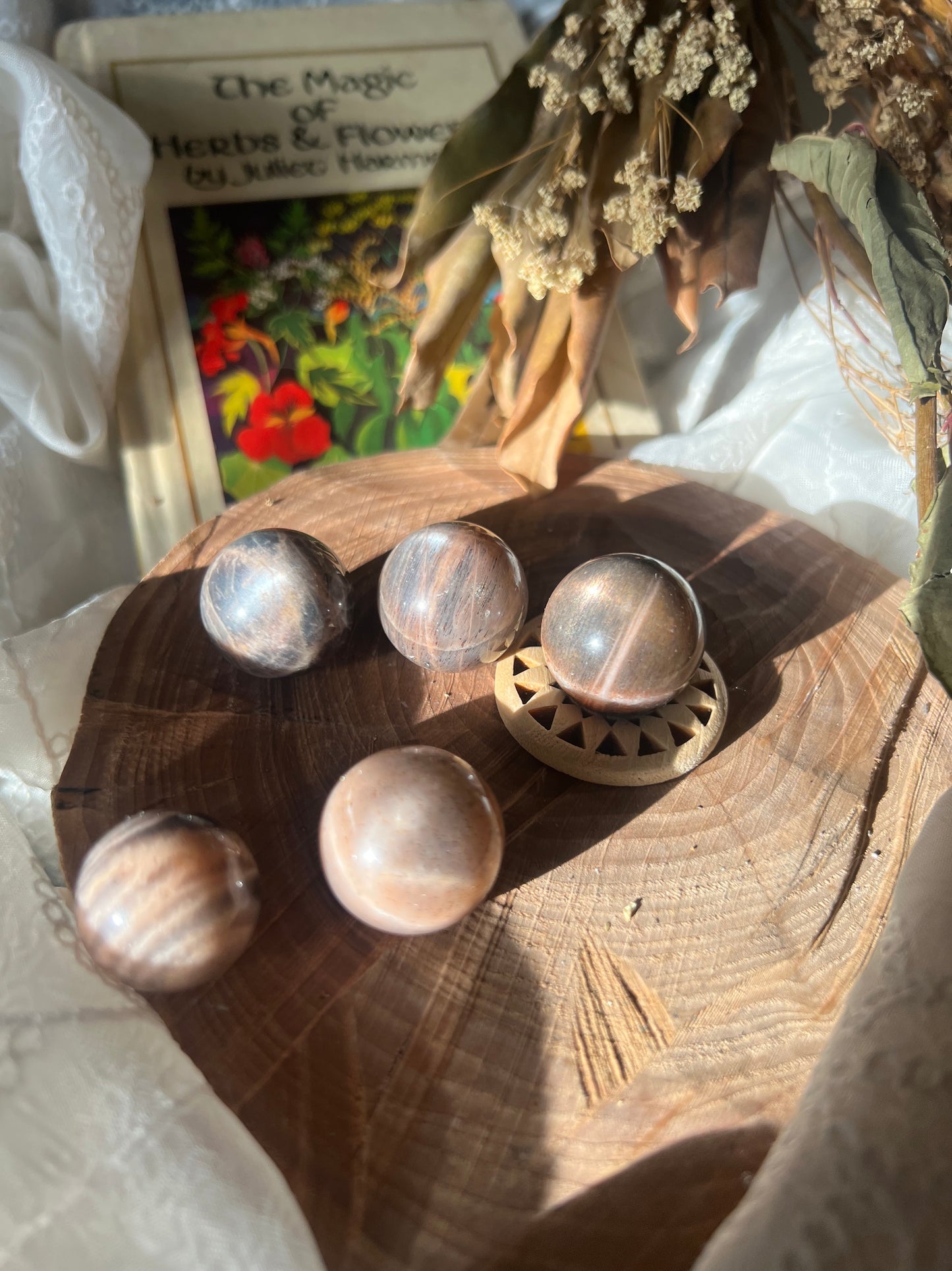 Mini Black Moonstone Spheres