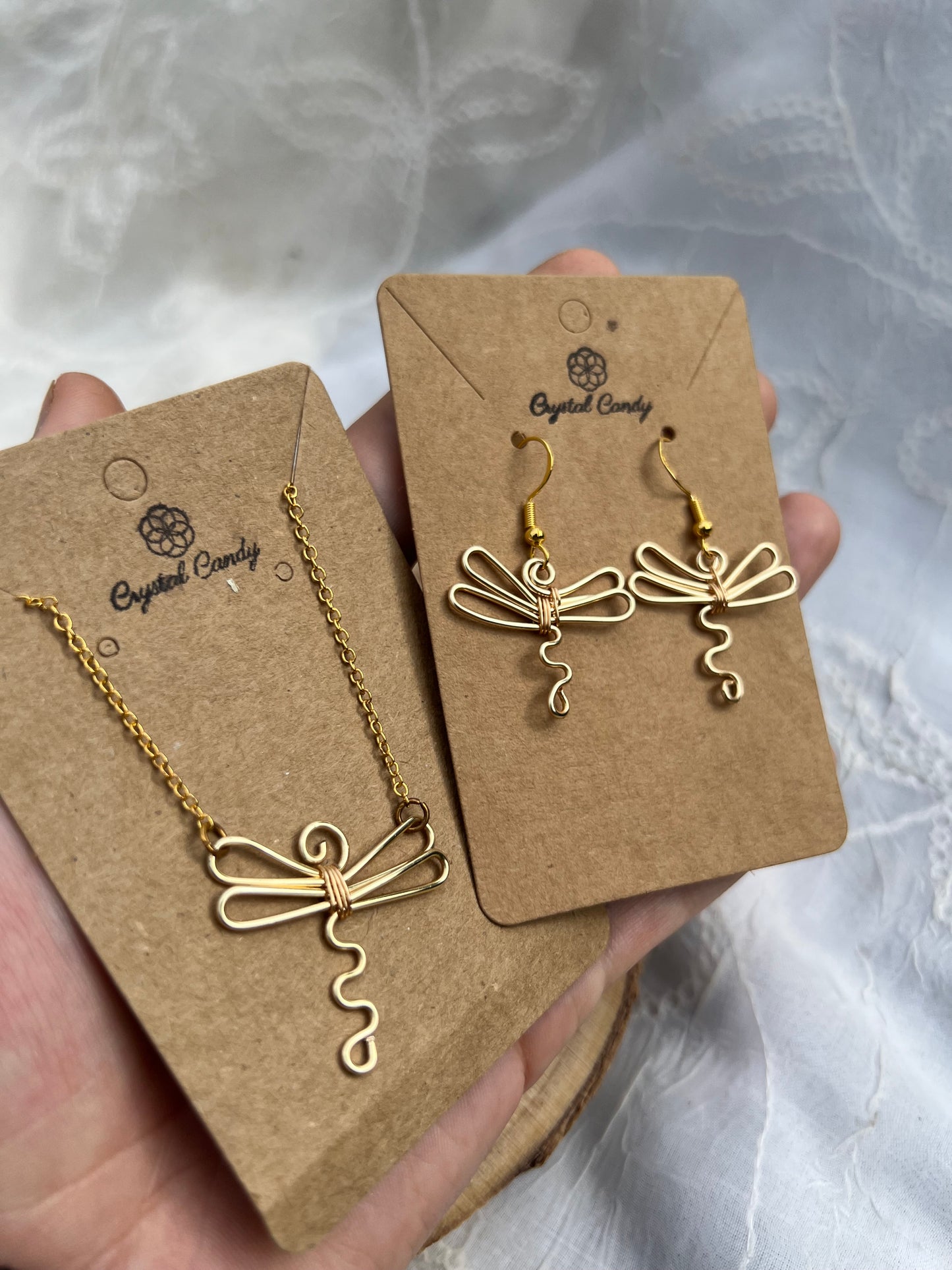 Swirly Dragonfly Earrings and Necklace Set