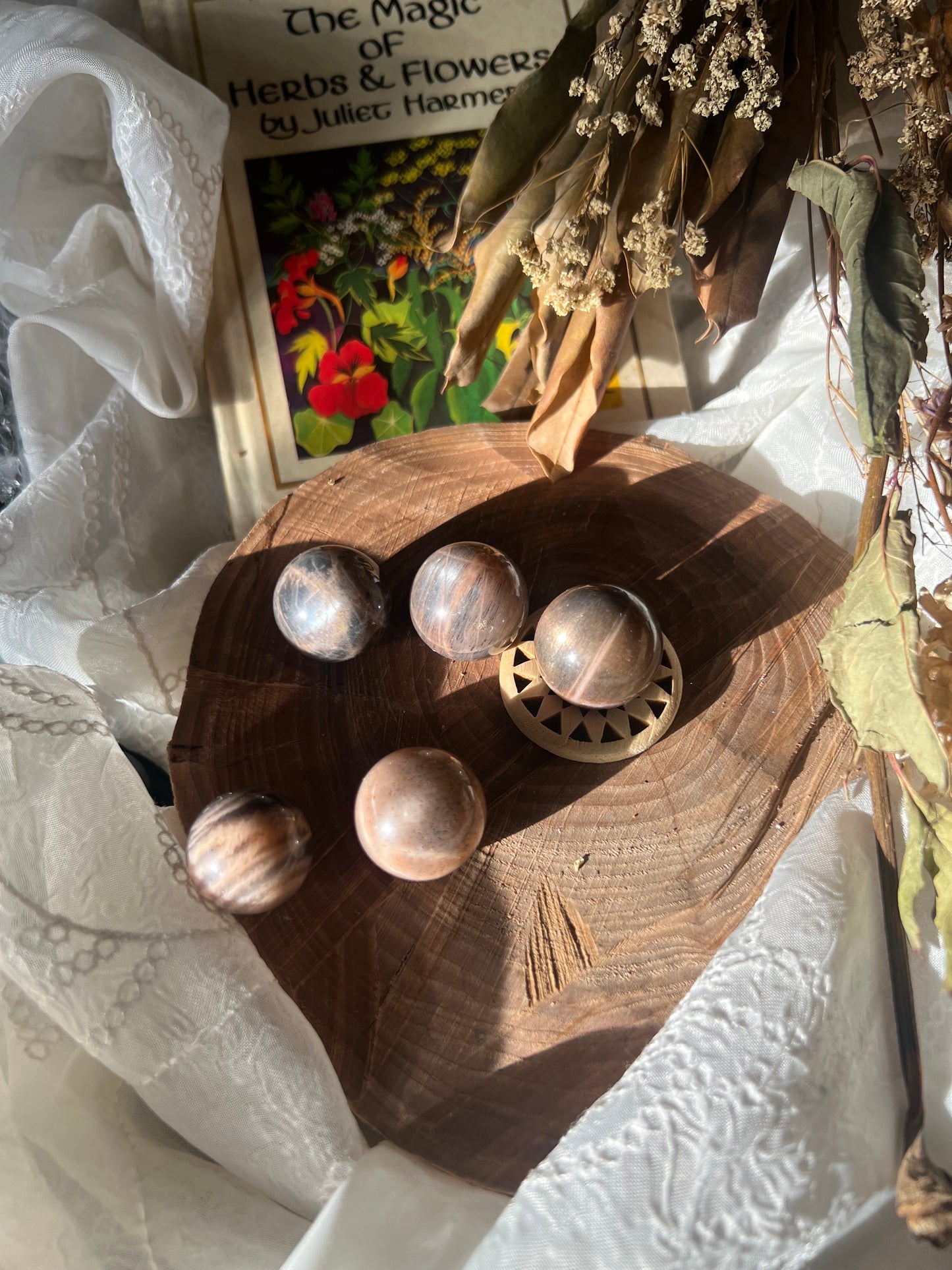 Mini Black Moonstone Spheres