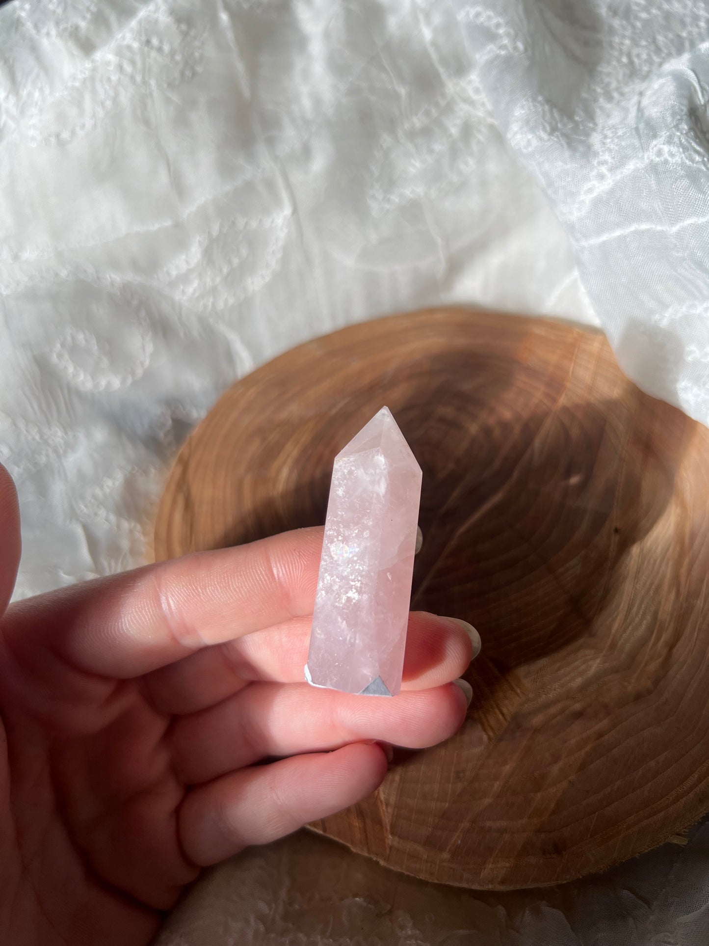 mini rose quartz towers