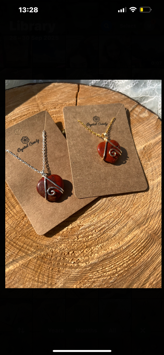red jasper love heart pendants
