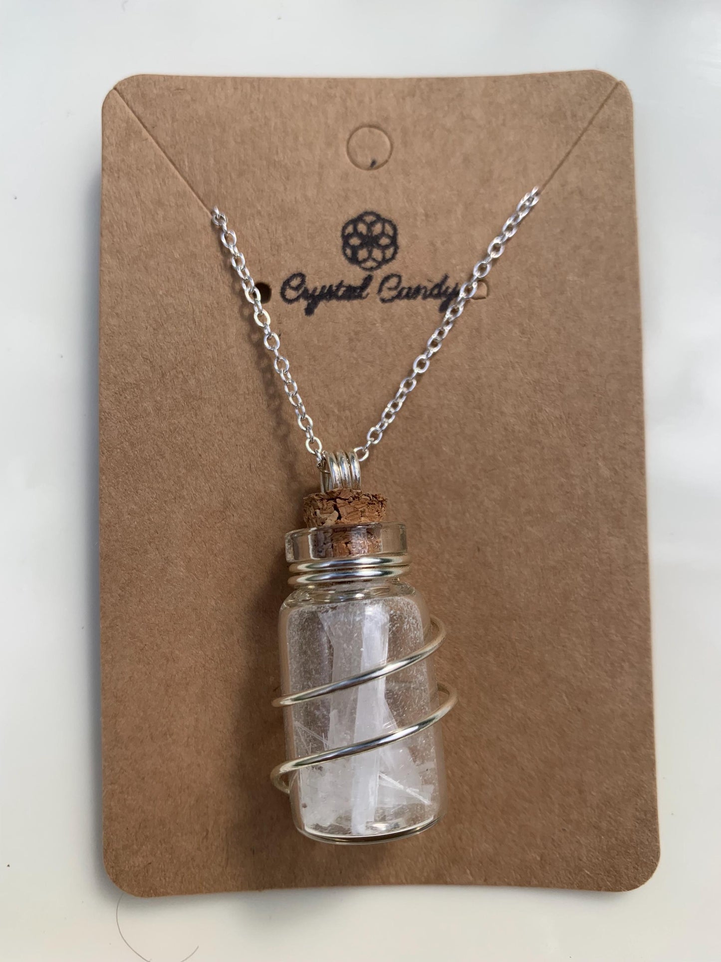 Selenite chip wish bottle gift set