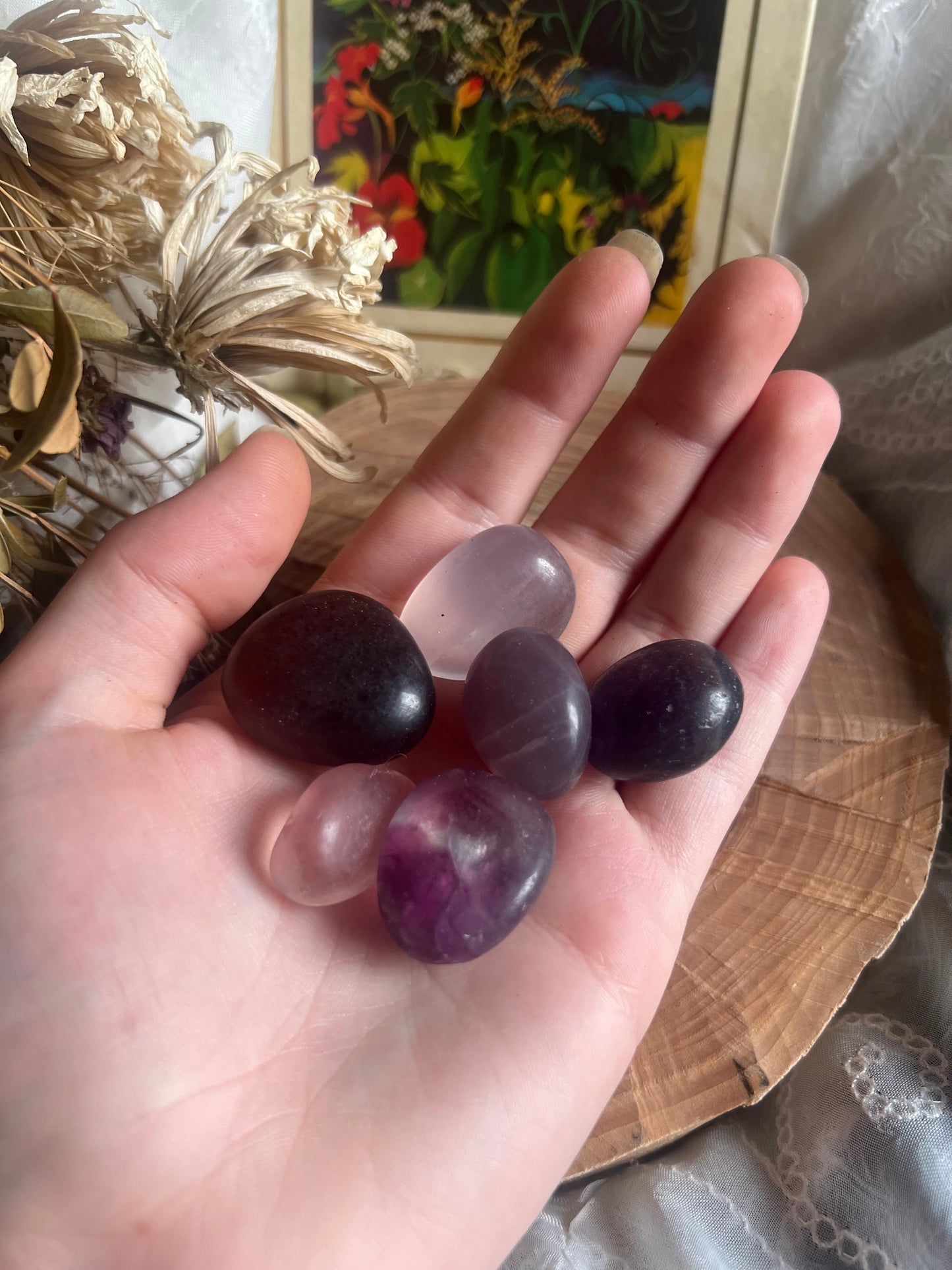 Purple Fluorite tumble stone