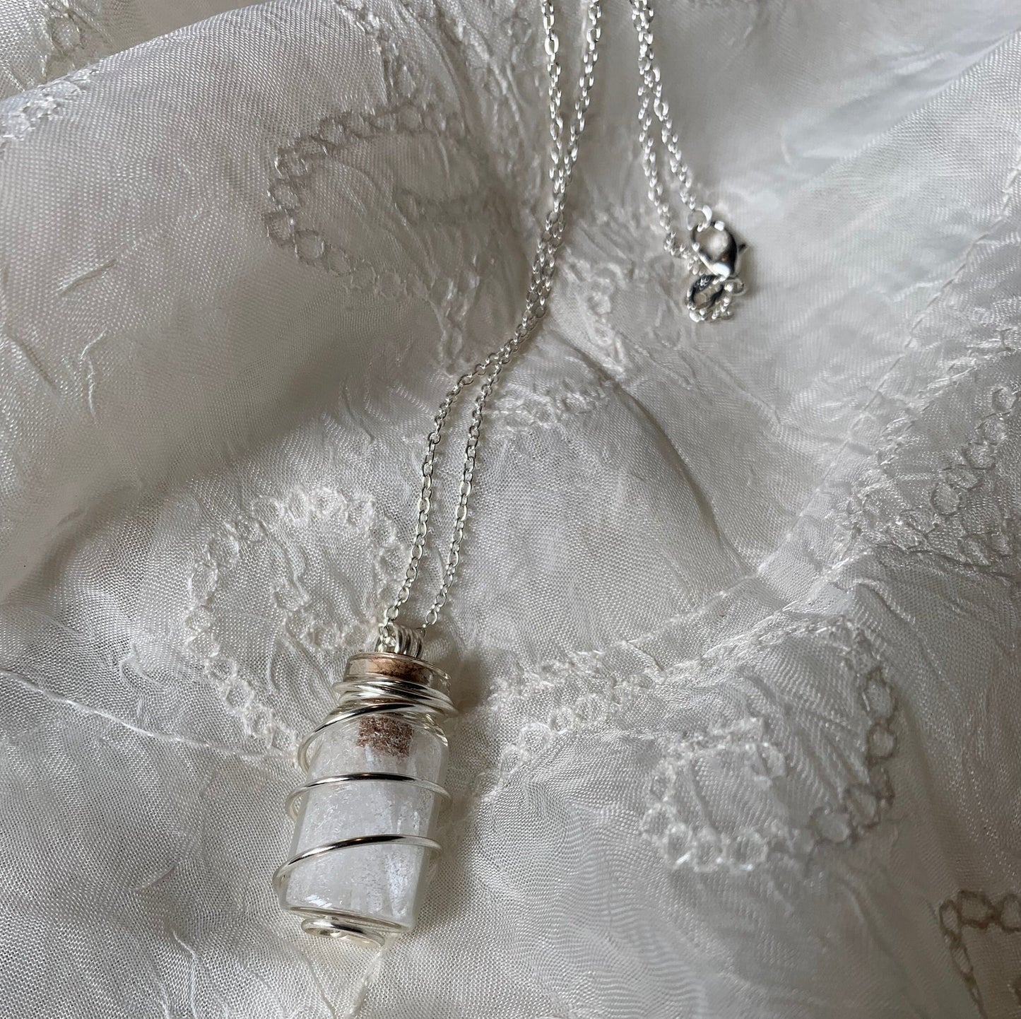 mini Selenite Chips wish bottle necklace