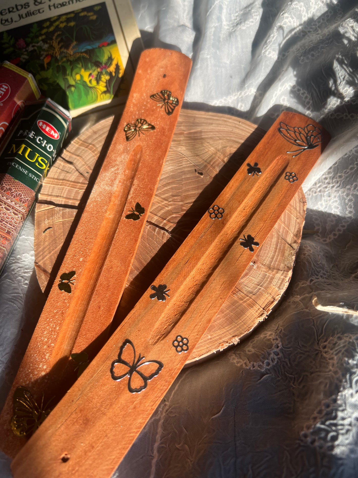 Butterfly Detail Incense wooden Holder