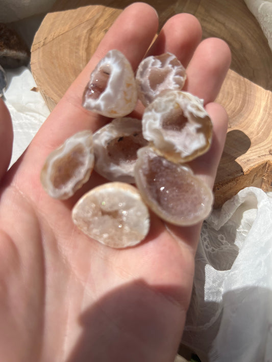 small half raw/sliced agate geodes