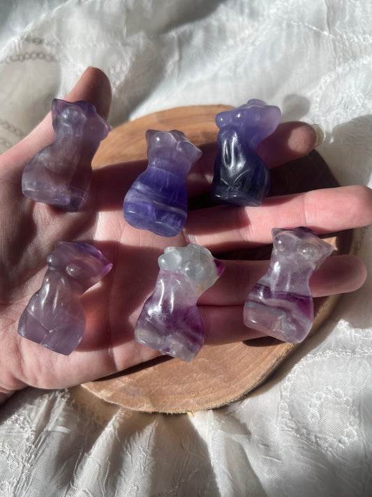 mini fluorite goddess body carvings