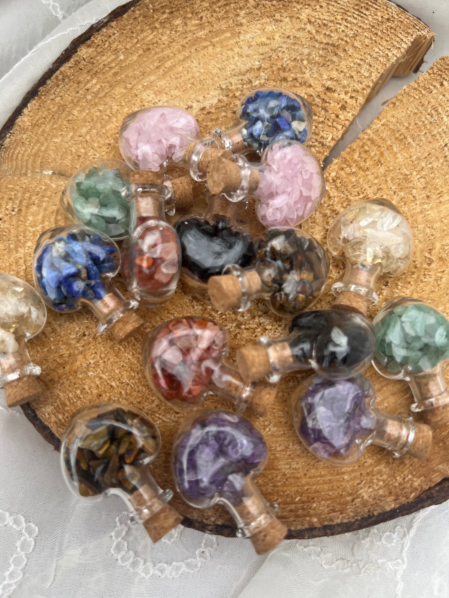 mini heart crystal chip wish bottle