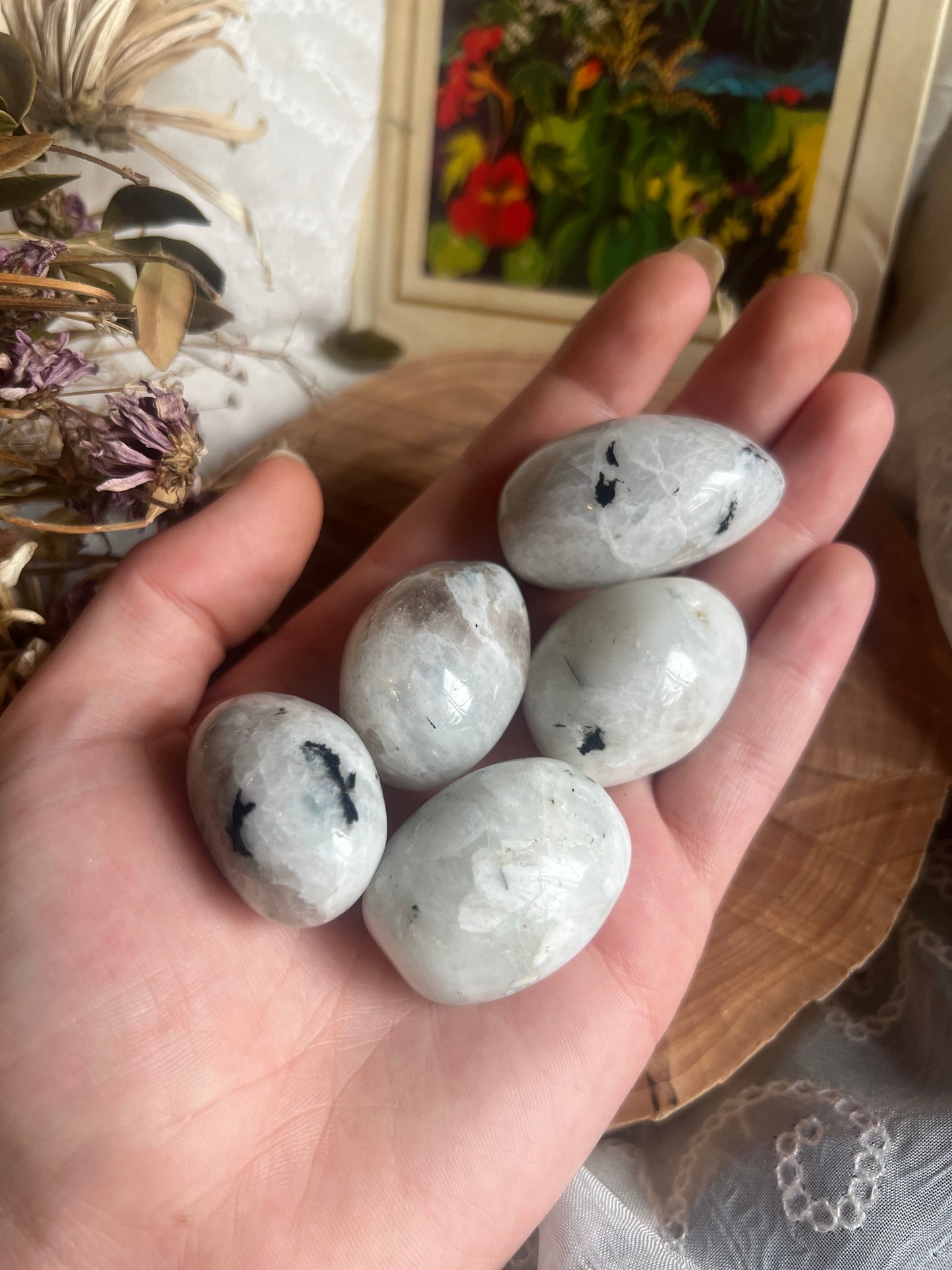 Moon stone tumble stone