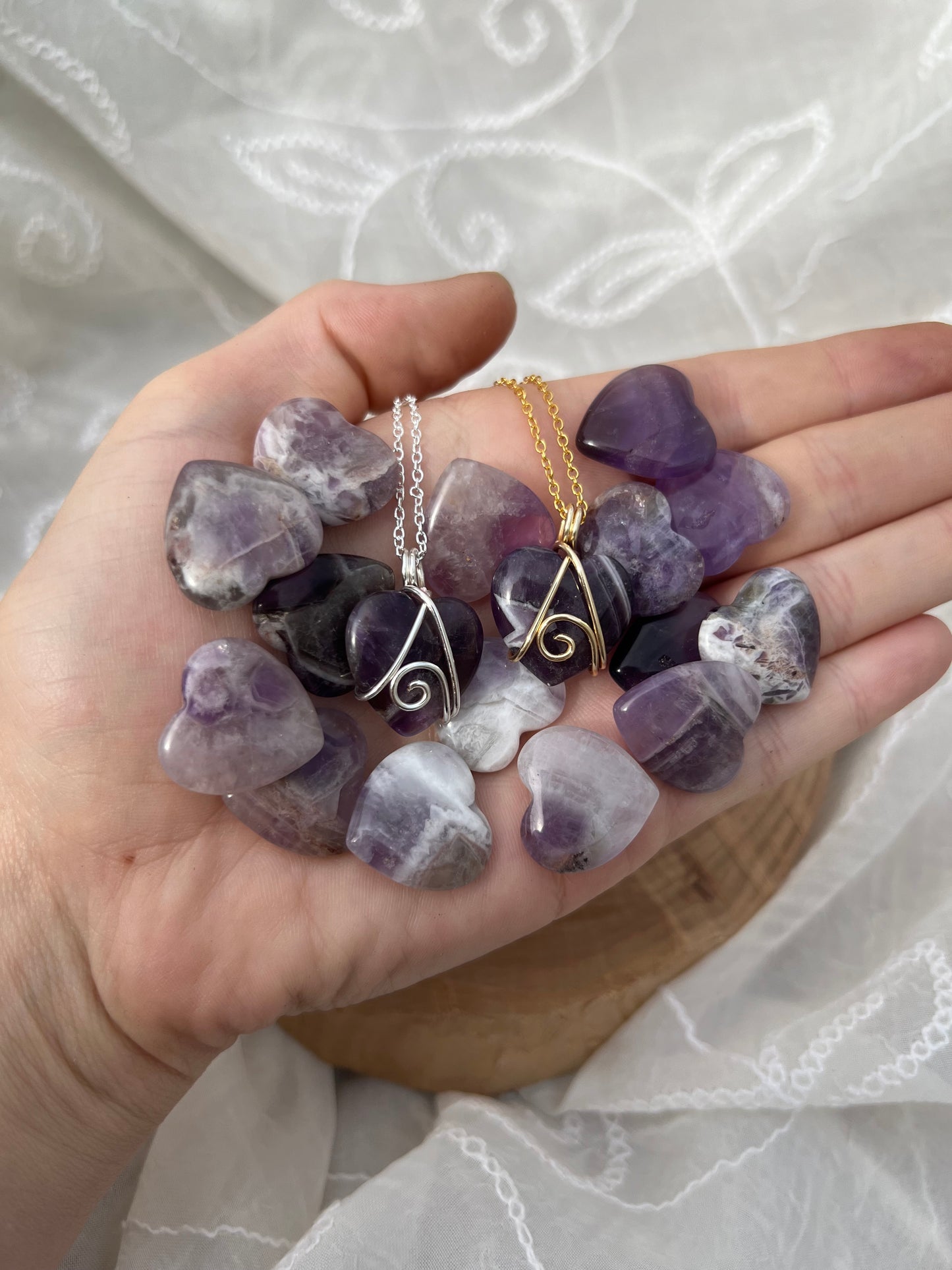 amethyst love heart pendants