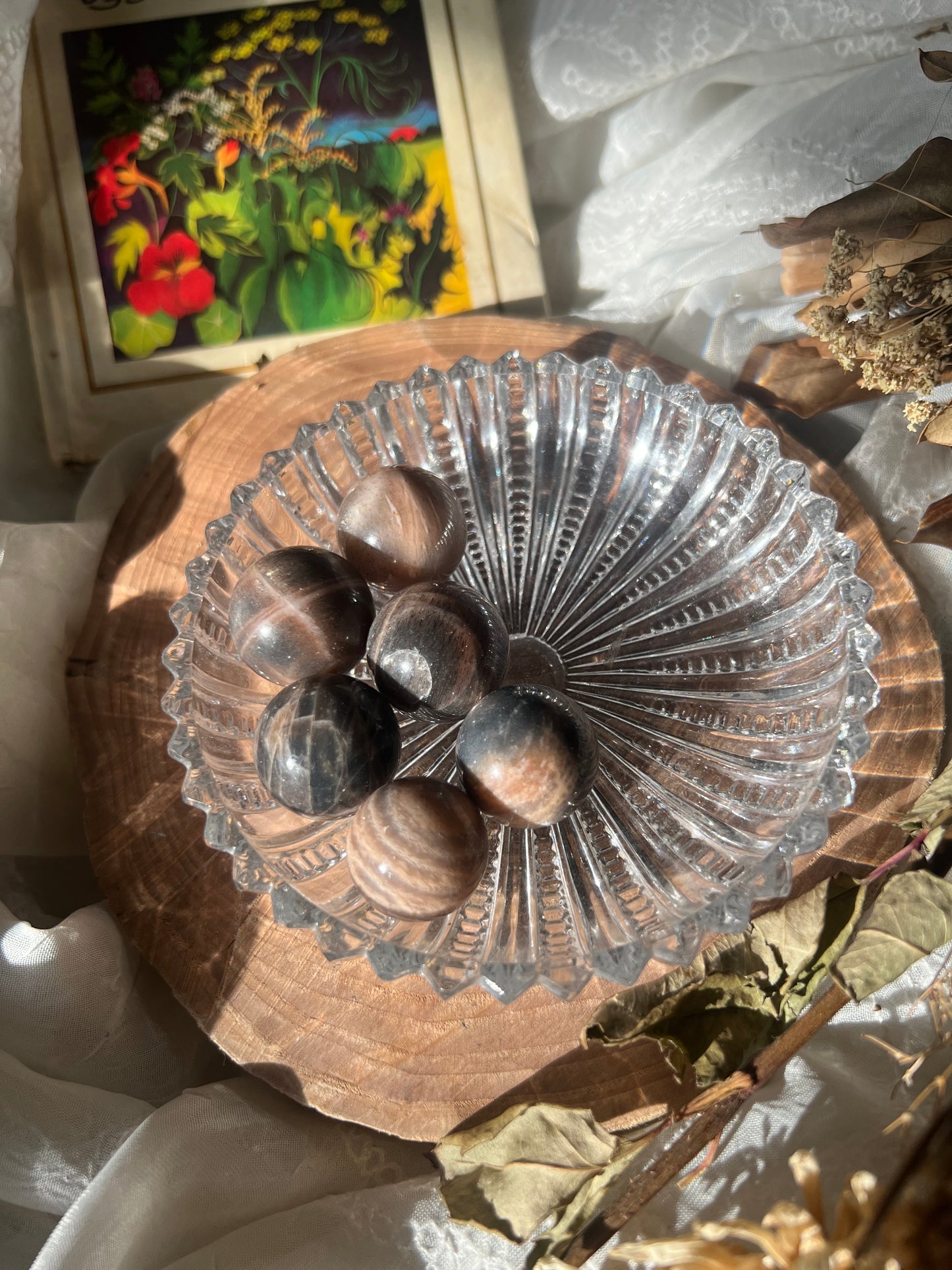 Mini Black Moonstone Spheres