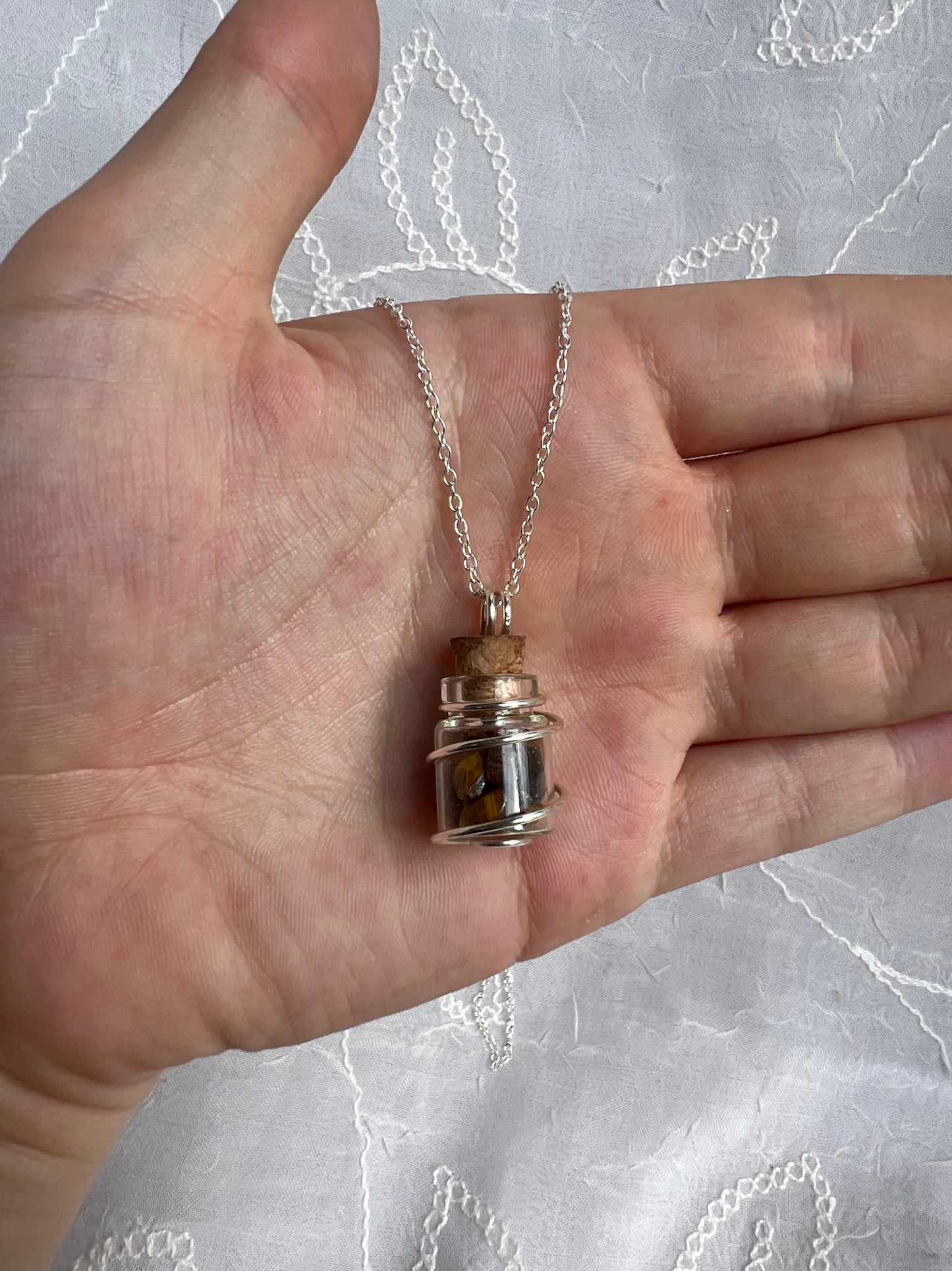 silver crystal chip wish bottle pendants