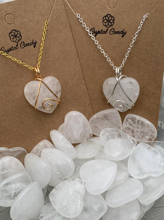 Mini Clear Quartz Heart Pendants