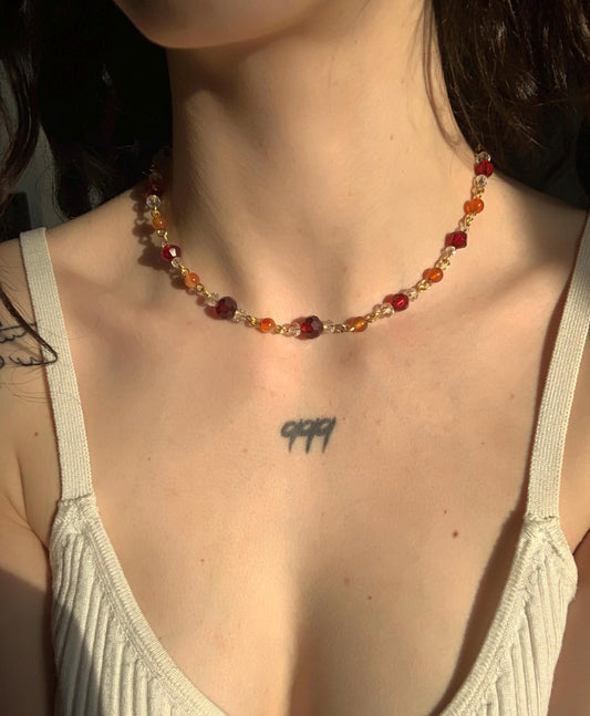 Red Carnelian Beaded Chocker