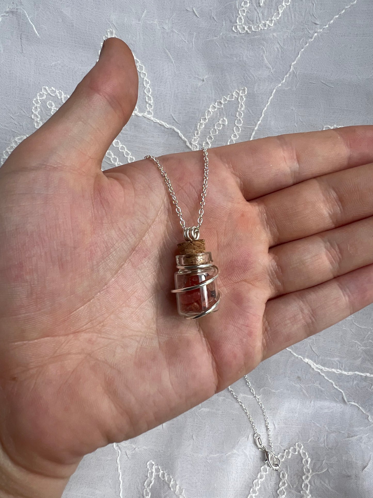 silver crystal chip wish bottle pendants